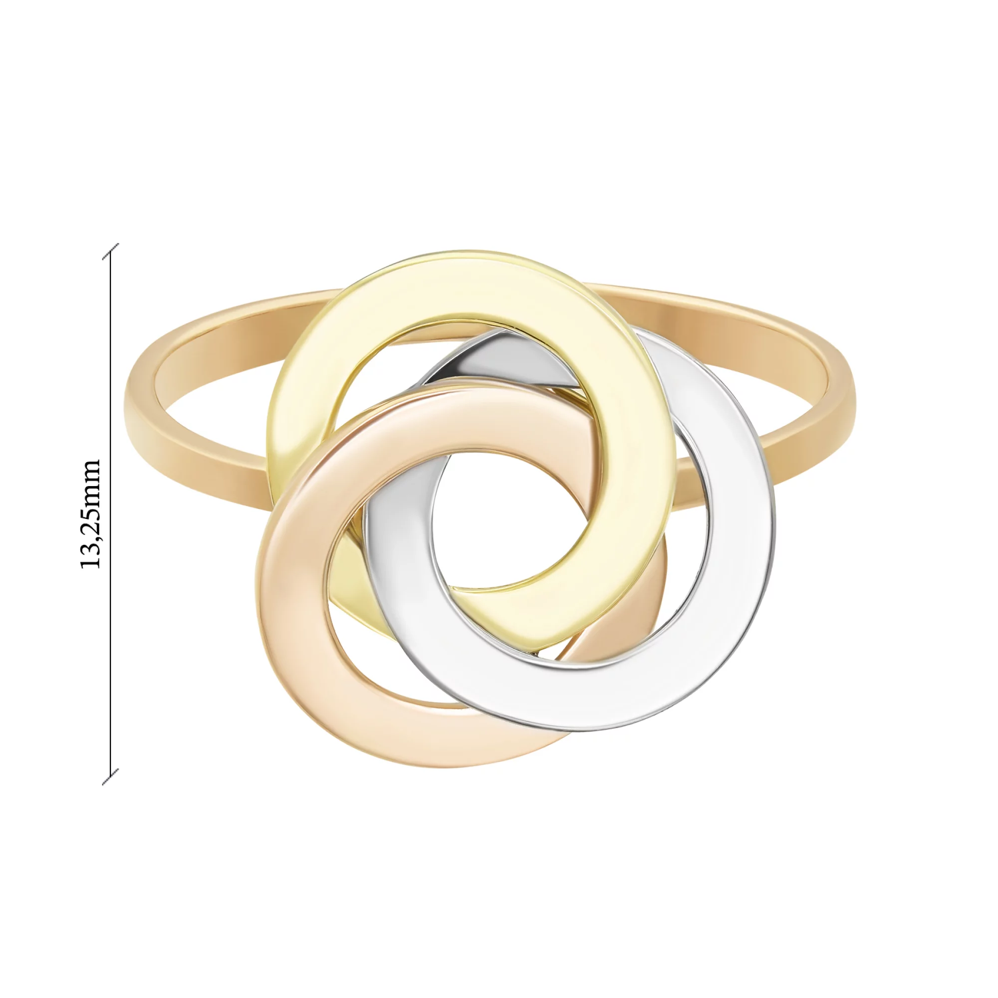 Кольцо в комбинированном золоте "Переплетение" - 1579444 – изображение 3