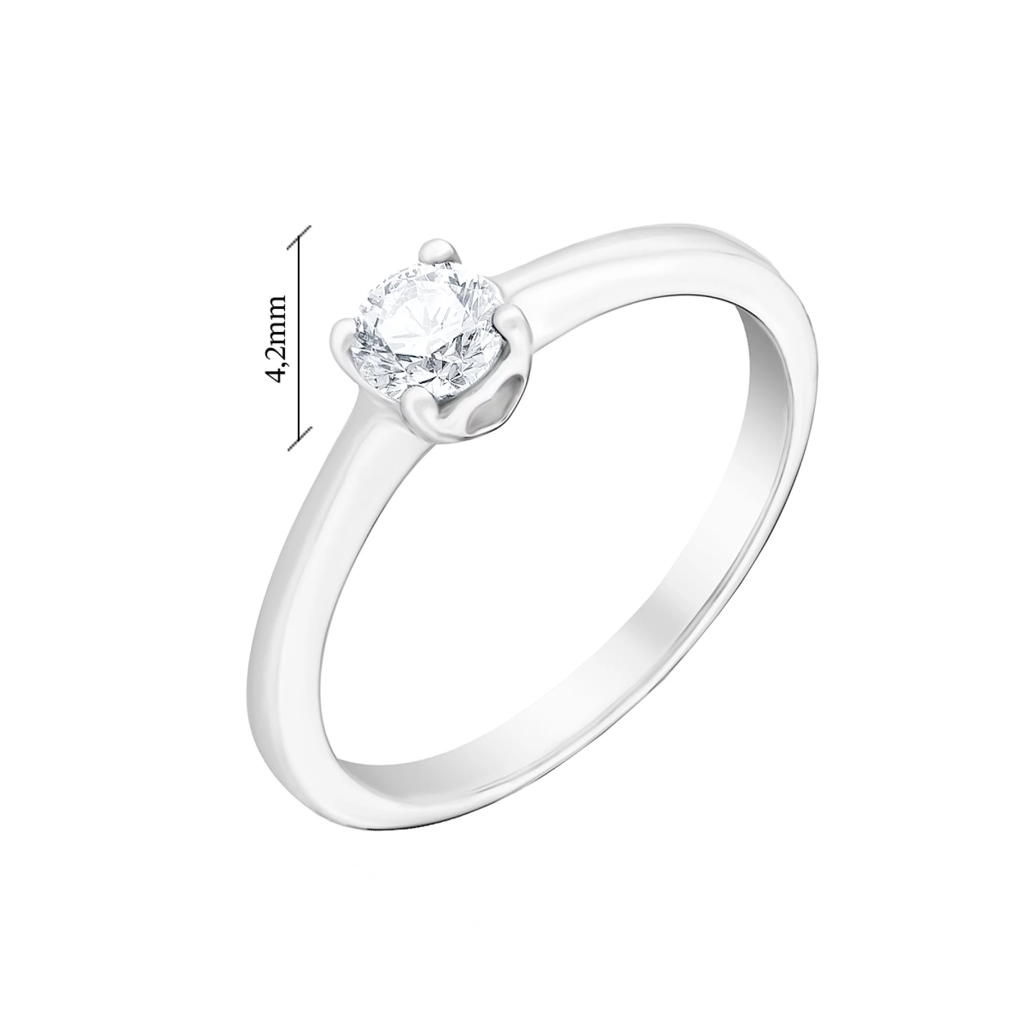 Помолвочное кольцо в белом золоте с бриллиантом - 1669455 – изображение 2