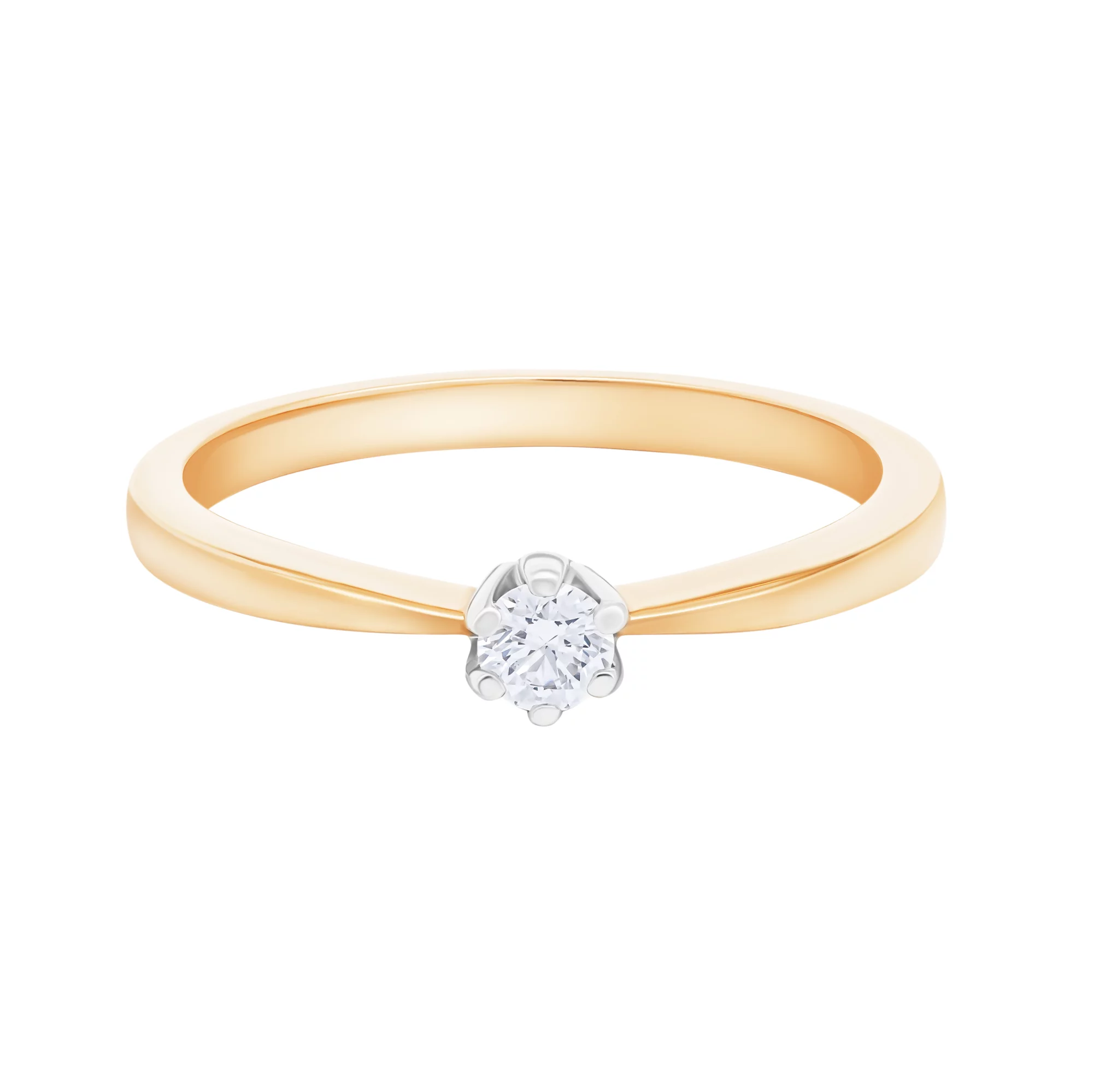 Каблучка на заручини з комбінованого золота з діамантом - 1760936 – зображення 2