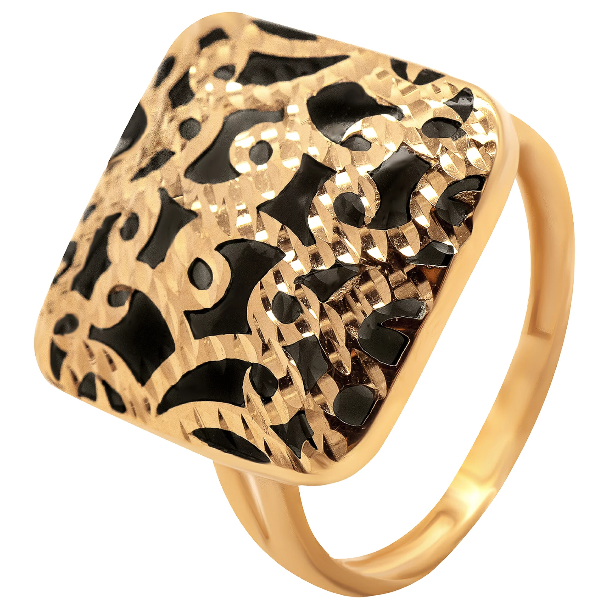 Кольцо из красного золота с эмалью - 938210 – изображение 1