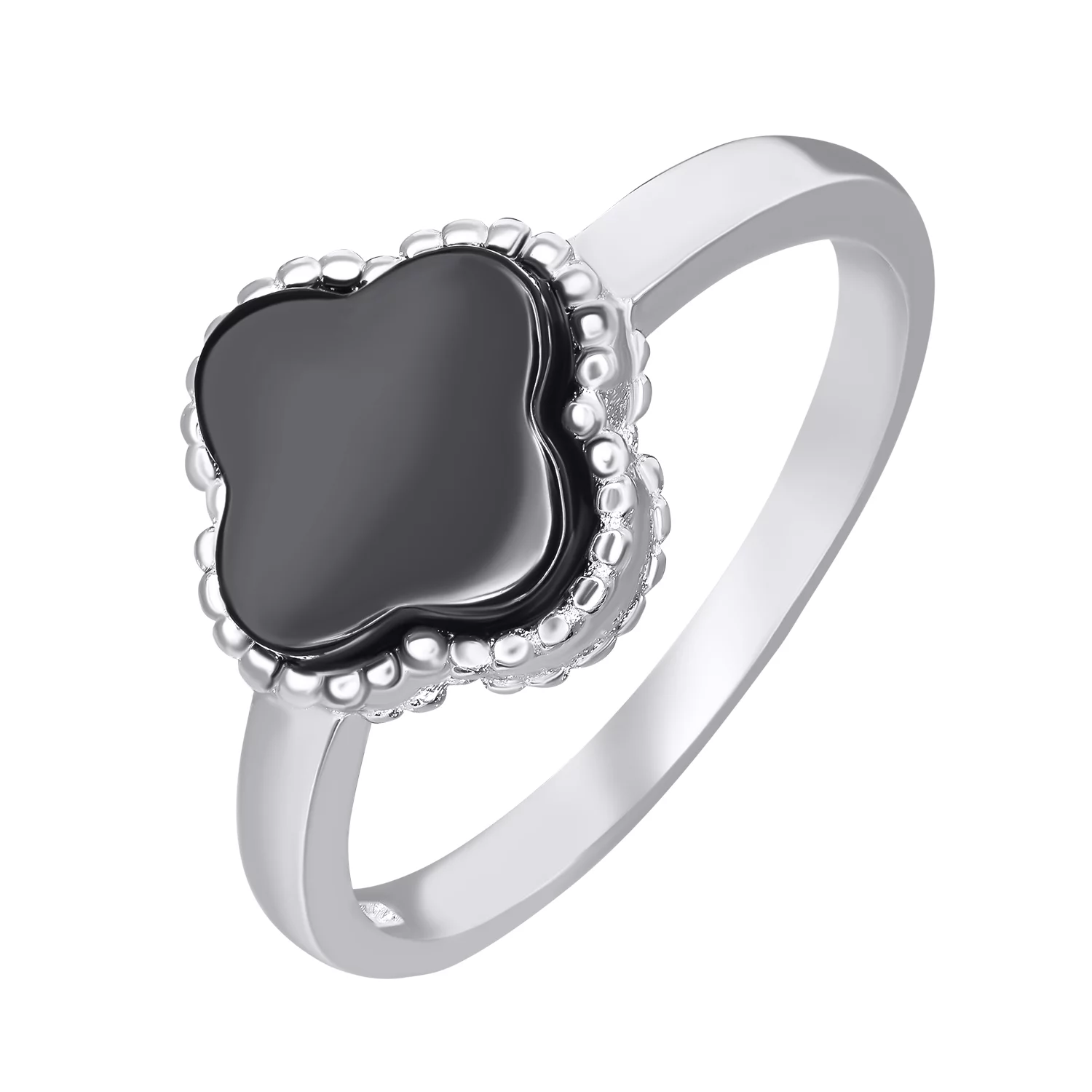 Кольцо серебряное с ониксом Клевер. Артикул 7501/2000358/170: цена, отзывы, фото – купить в интернет-магазине AURUM