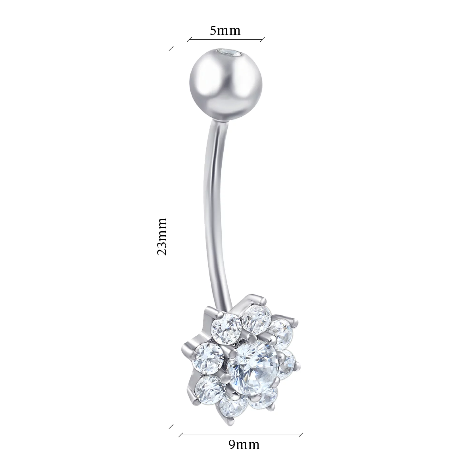 Пирсинг из серебра с фианитом Цветочек - 1427021 – изображение 2