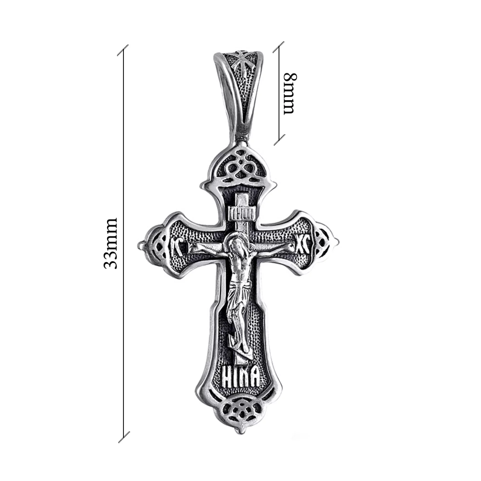 Срібний натільний хрестик із чорнінням - 1519313 – зображення 3