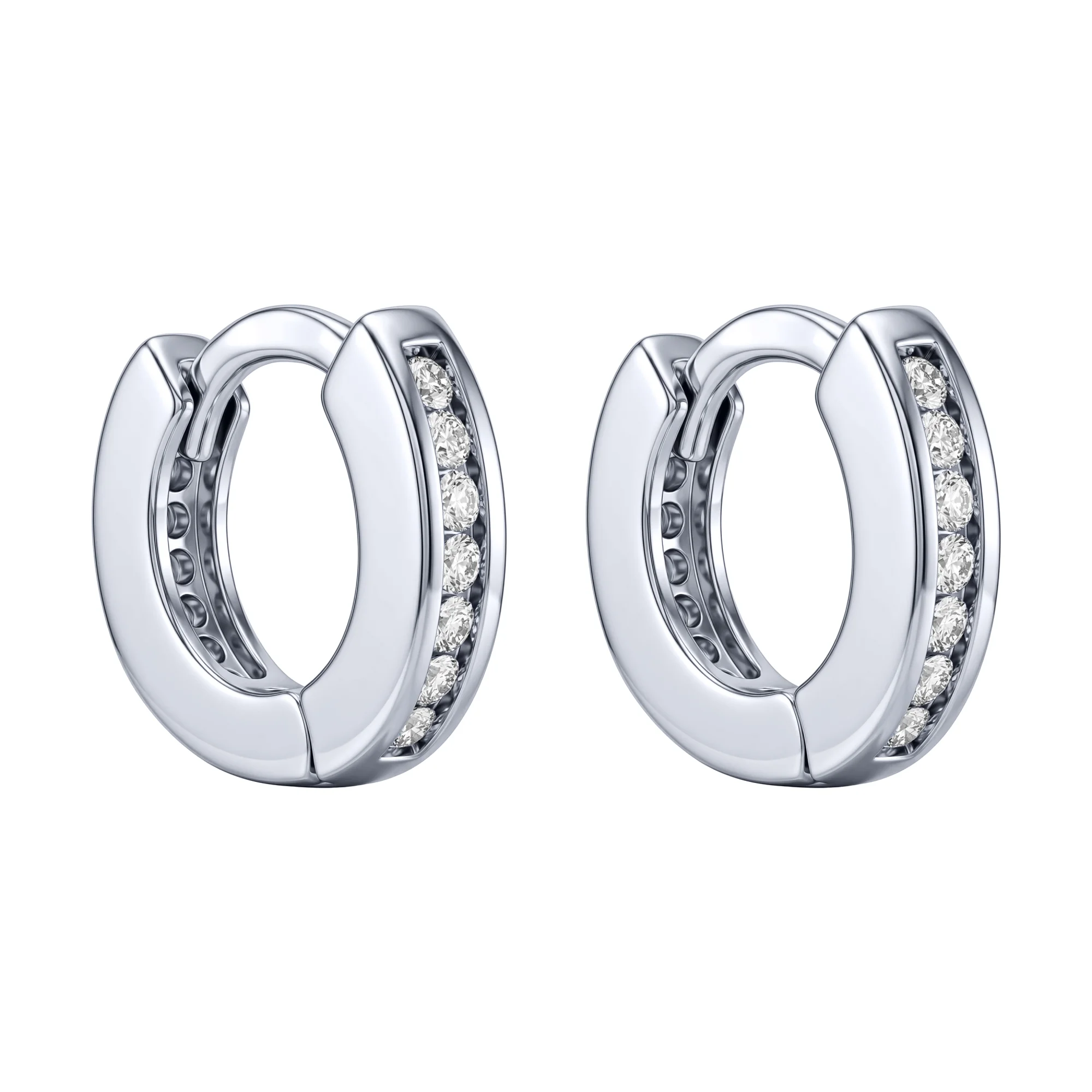 Сережки-кольца из серебра с фианитами - 2296545 - 1