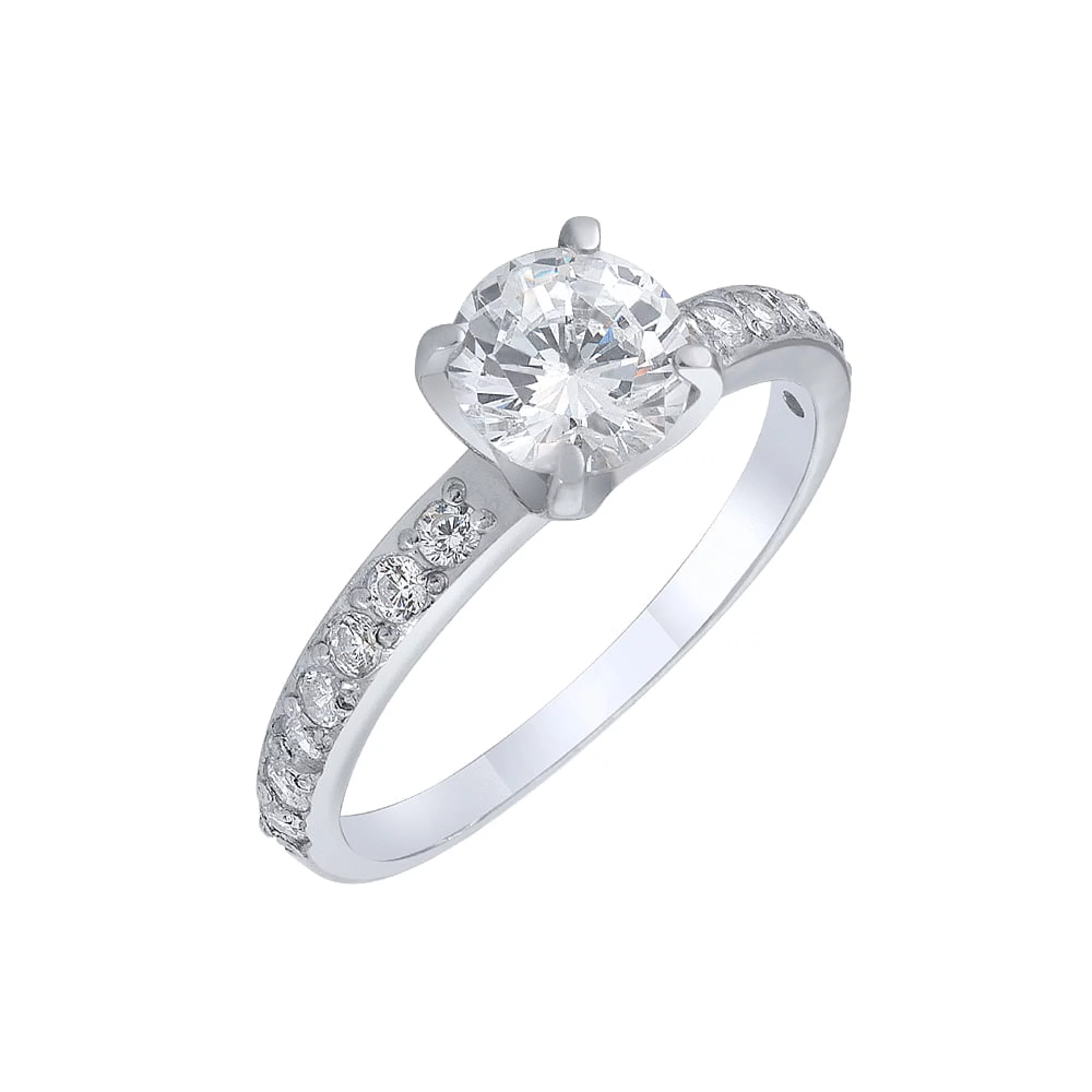 Серебряное кольцо с фианитом - 483184 – изображение 1