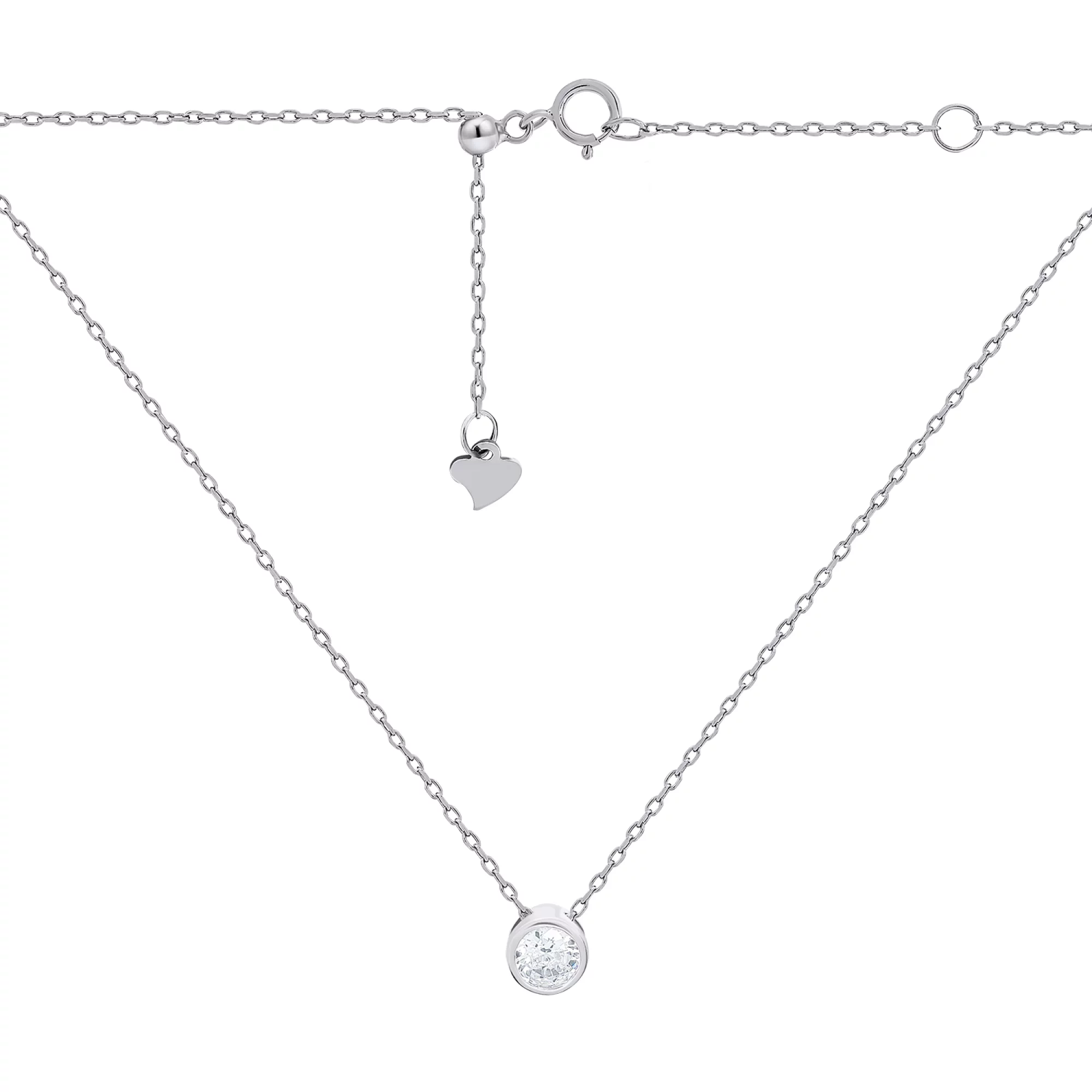 Цепочка с подвеской серебряная с фианитом плетение якорь - 1487097 – изображение 2
