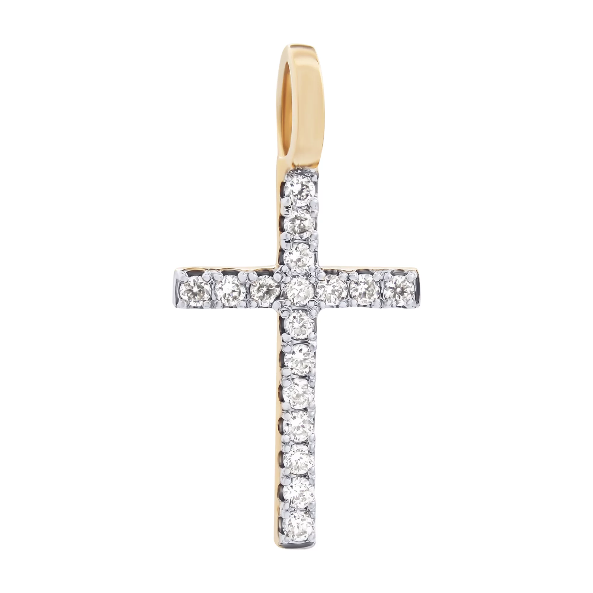 Крестик из красного золота с бриллиантами - 863711 – изображение 1