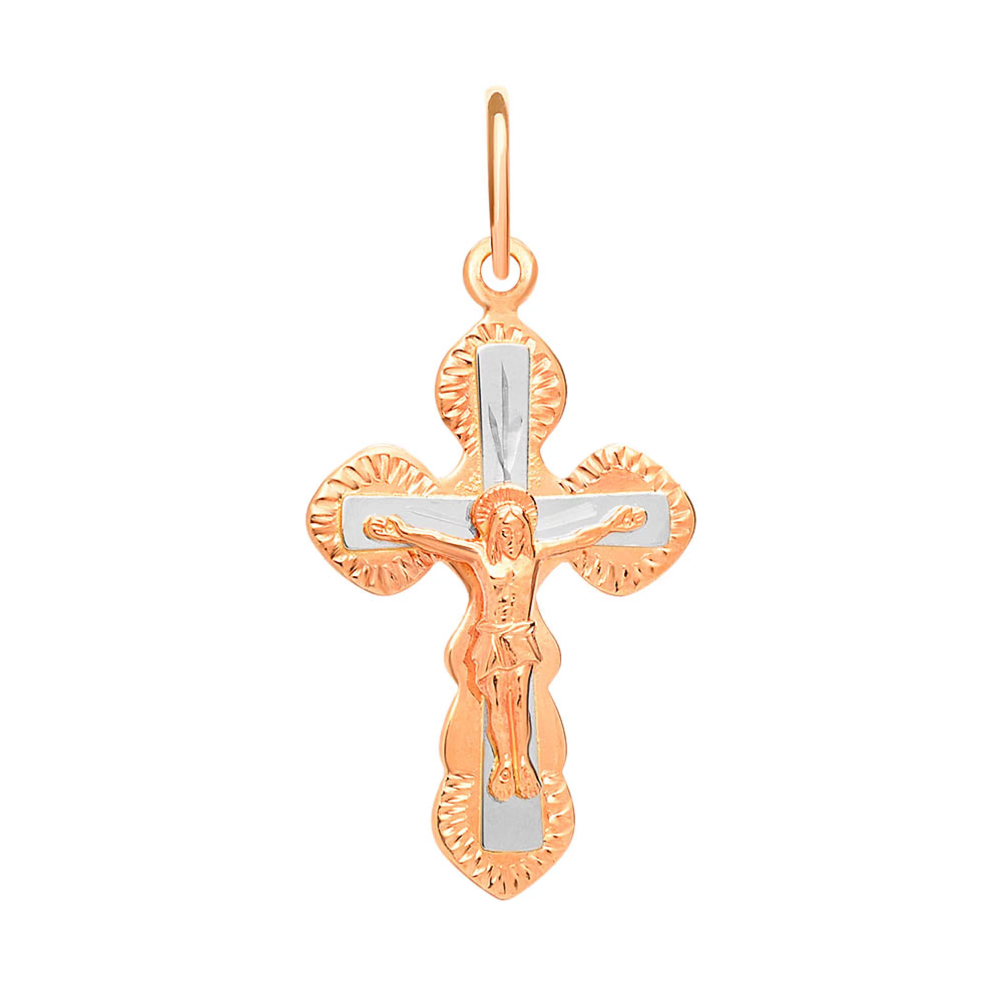 Крестик из комбинированого золота - 964928 – изображение 1