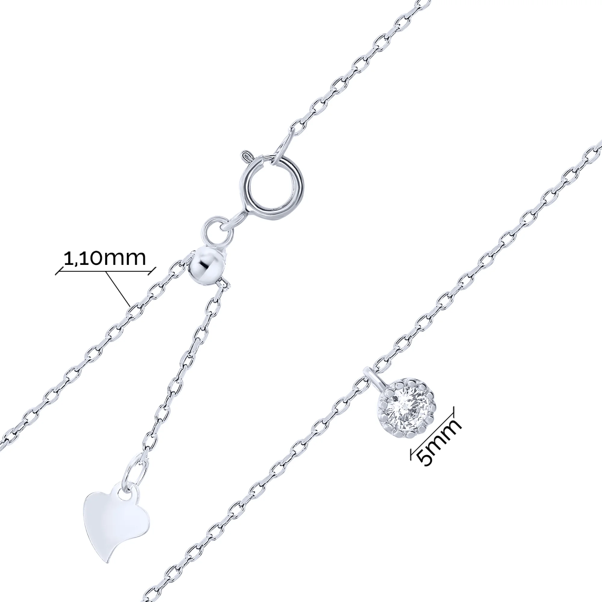 Серебряная цепочка с подвеской из фианита плетение якорное - 1557220 - 3