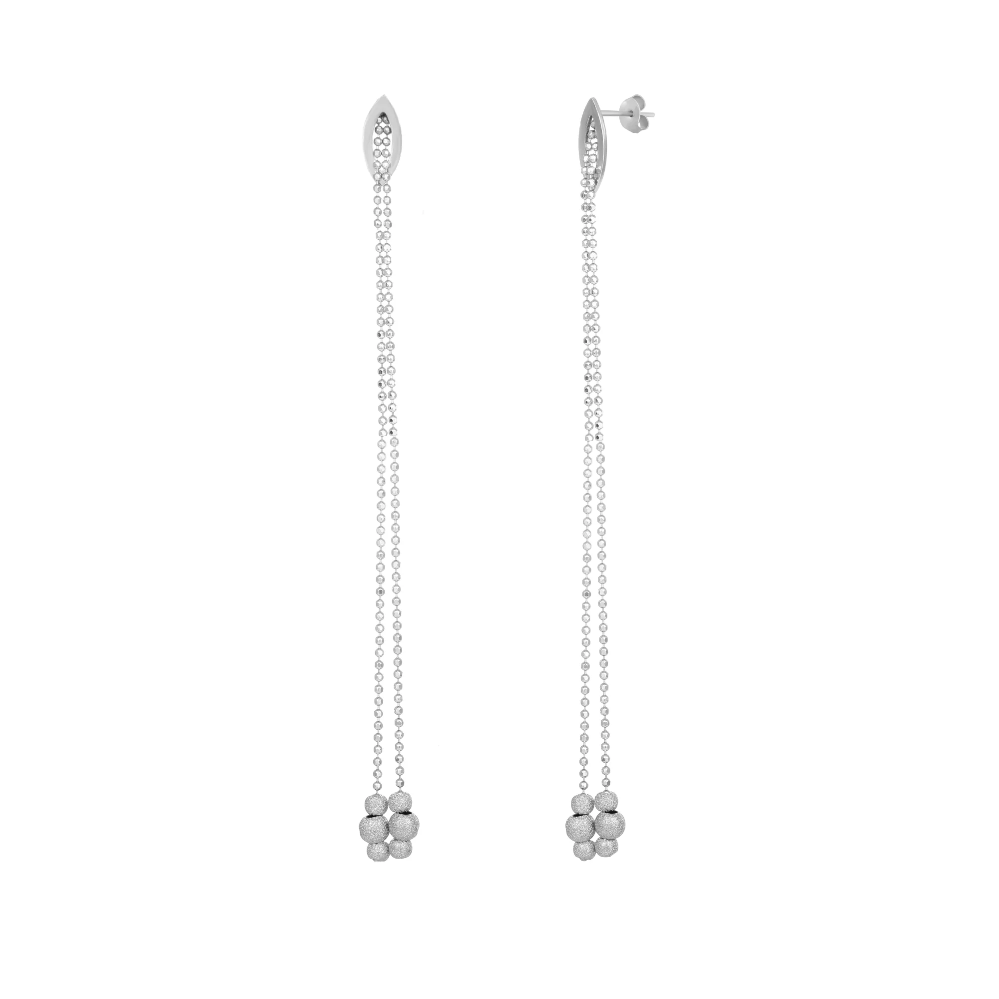 Сережки-гвоздики из серебра с подвесными шариками - 1505091 – изображение 1