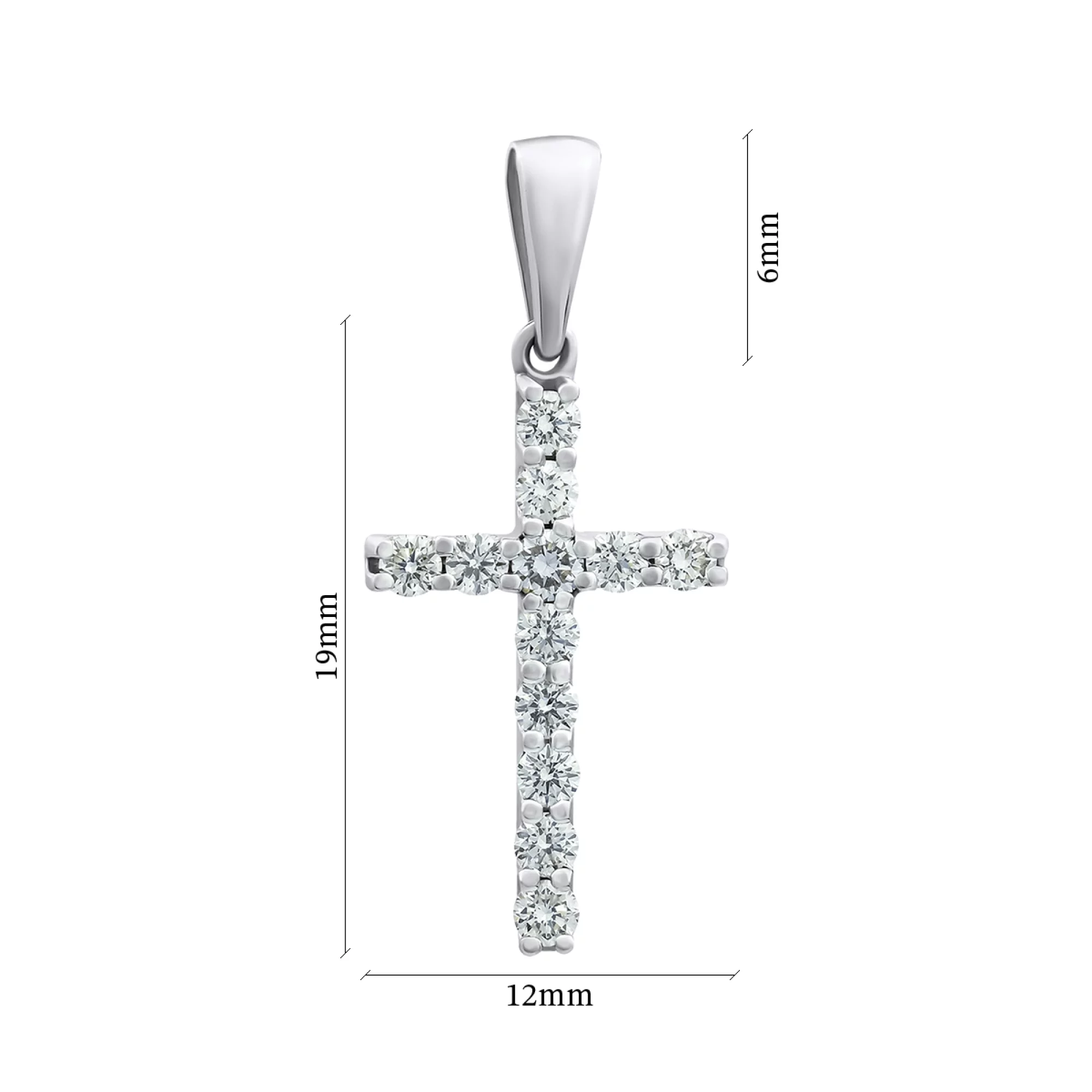 Крестик из белого золота с бриллиантами - 776091 – изображение 2