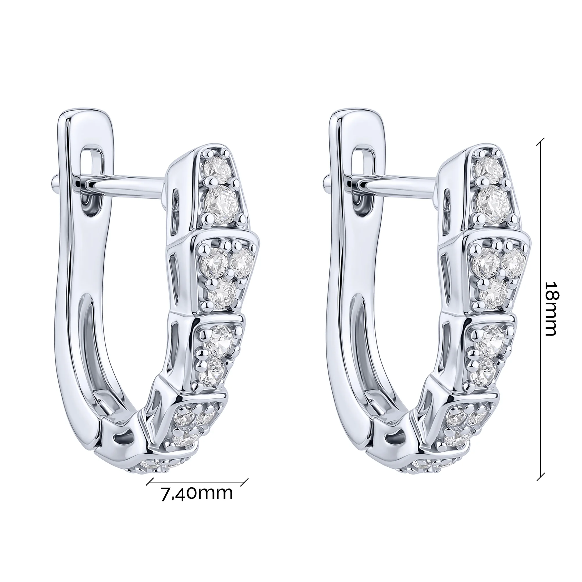 Серьги из серебра "Змея" с фианитами  - 2257753 - 3