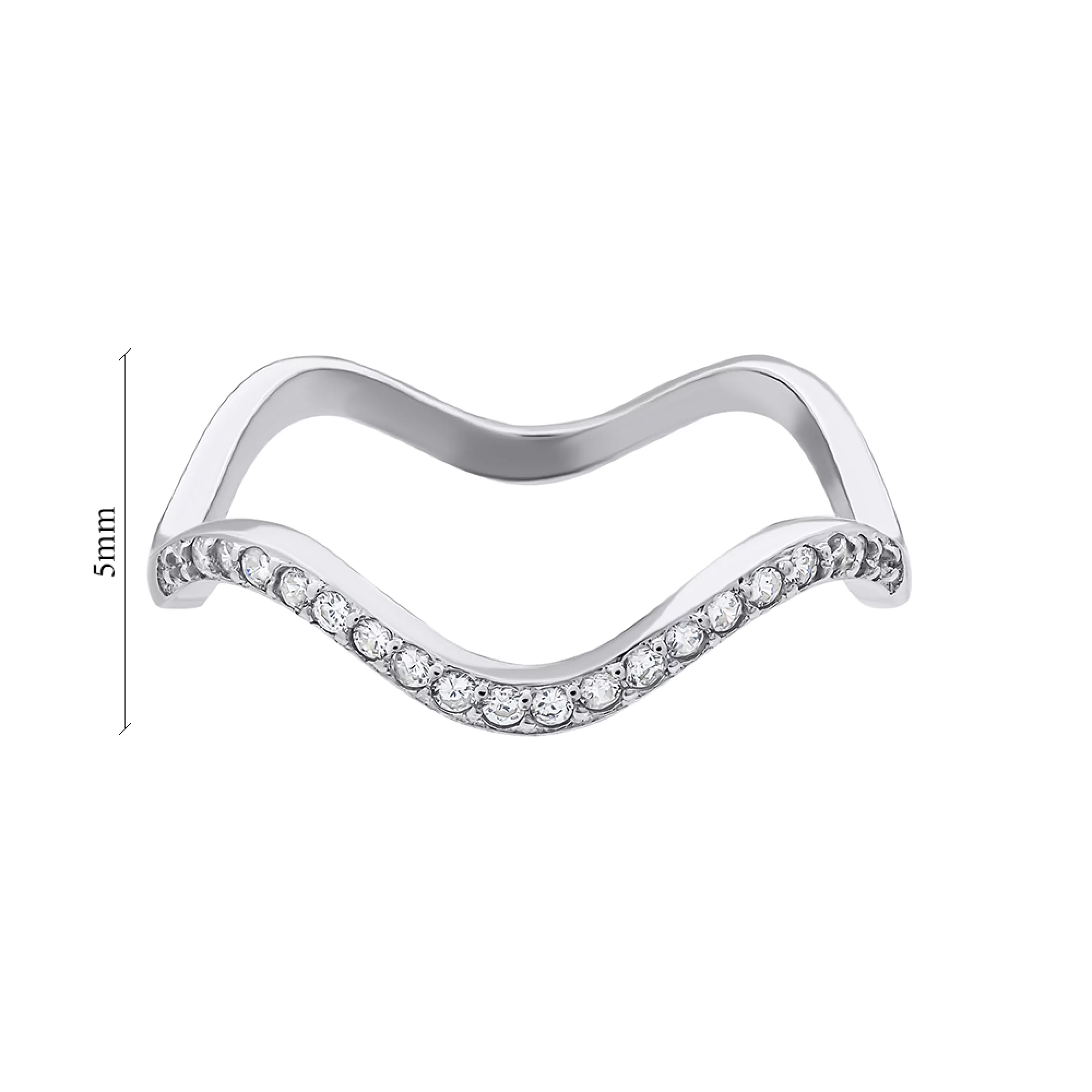 Кольцо с дорожкой фианитов из серебра - 1488709 – изображение 3