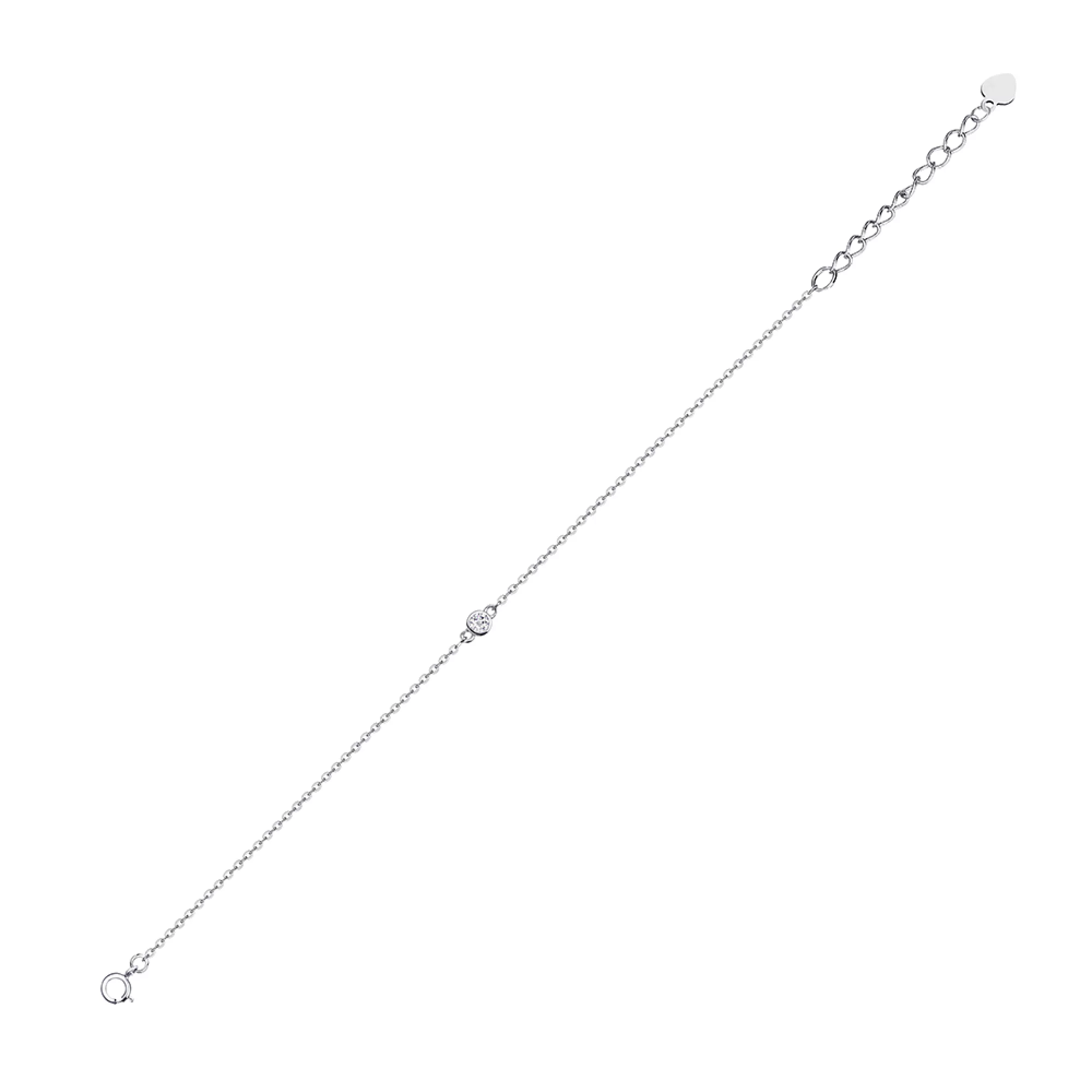 Браслет серебряный с фианитом плетение якорное - 1279484 – изображение 1