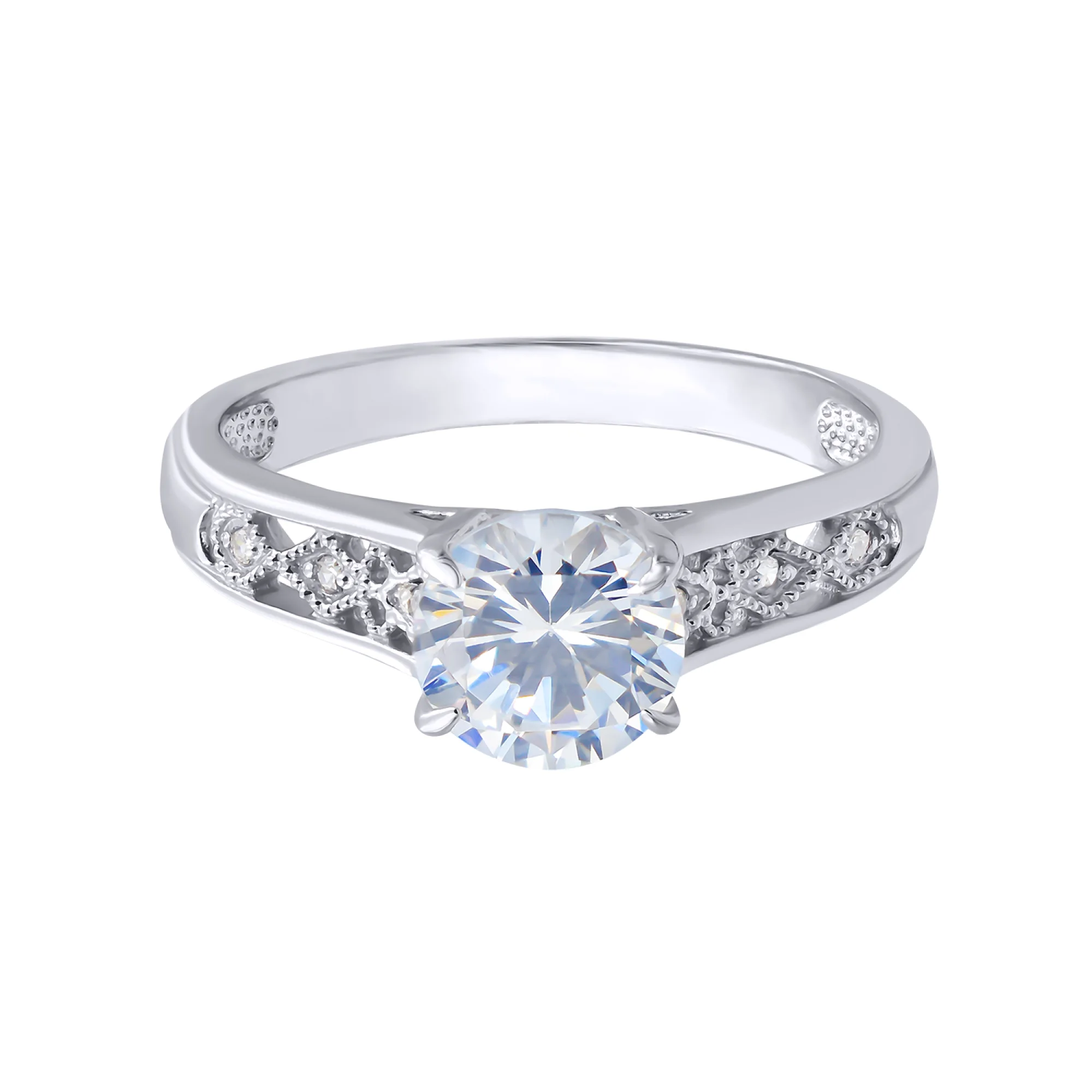 Серебряное кольцо с фианитами - 474154 - 2