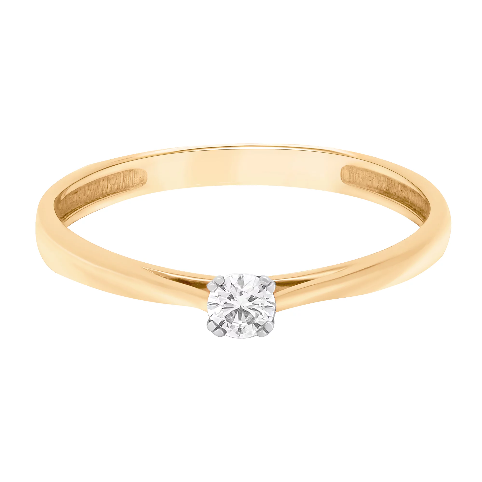 Каблучка для заручин у комбінованному золоті з діамантом - 1731301 – зображення 2