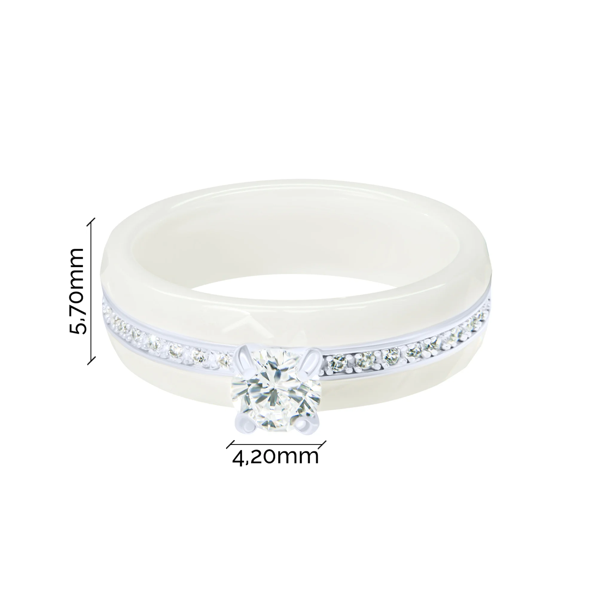 Кольцо из серебра с керамикой и фианитами - 1815063 - 3
