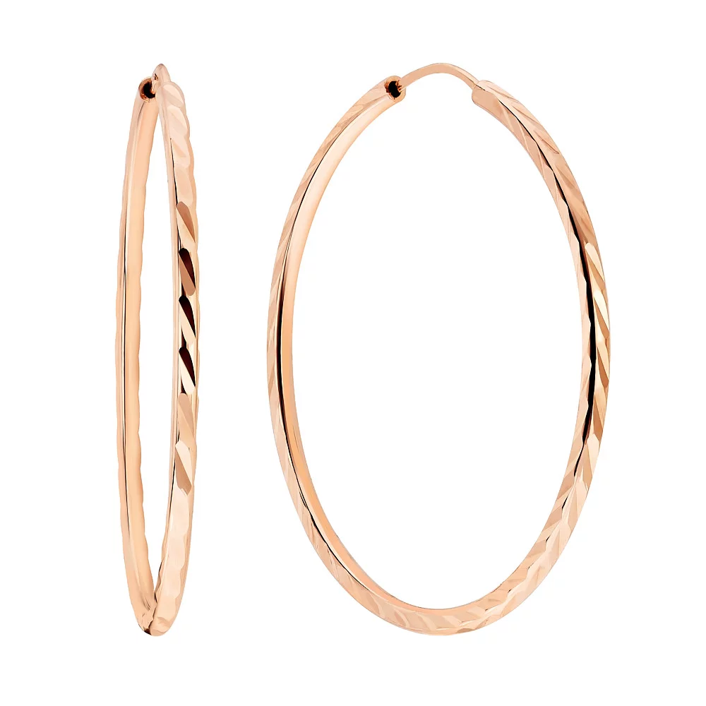 Сережки-кольца из красного золота с алмазной гранью. Артикул 106262/20: цена, отзывы, фото – купить в интернет-магазине AURUM