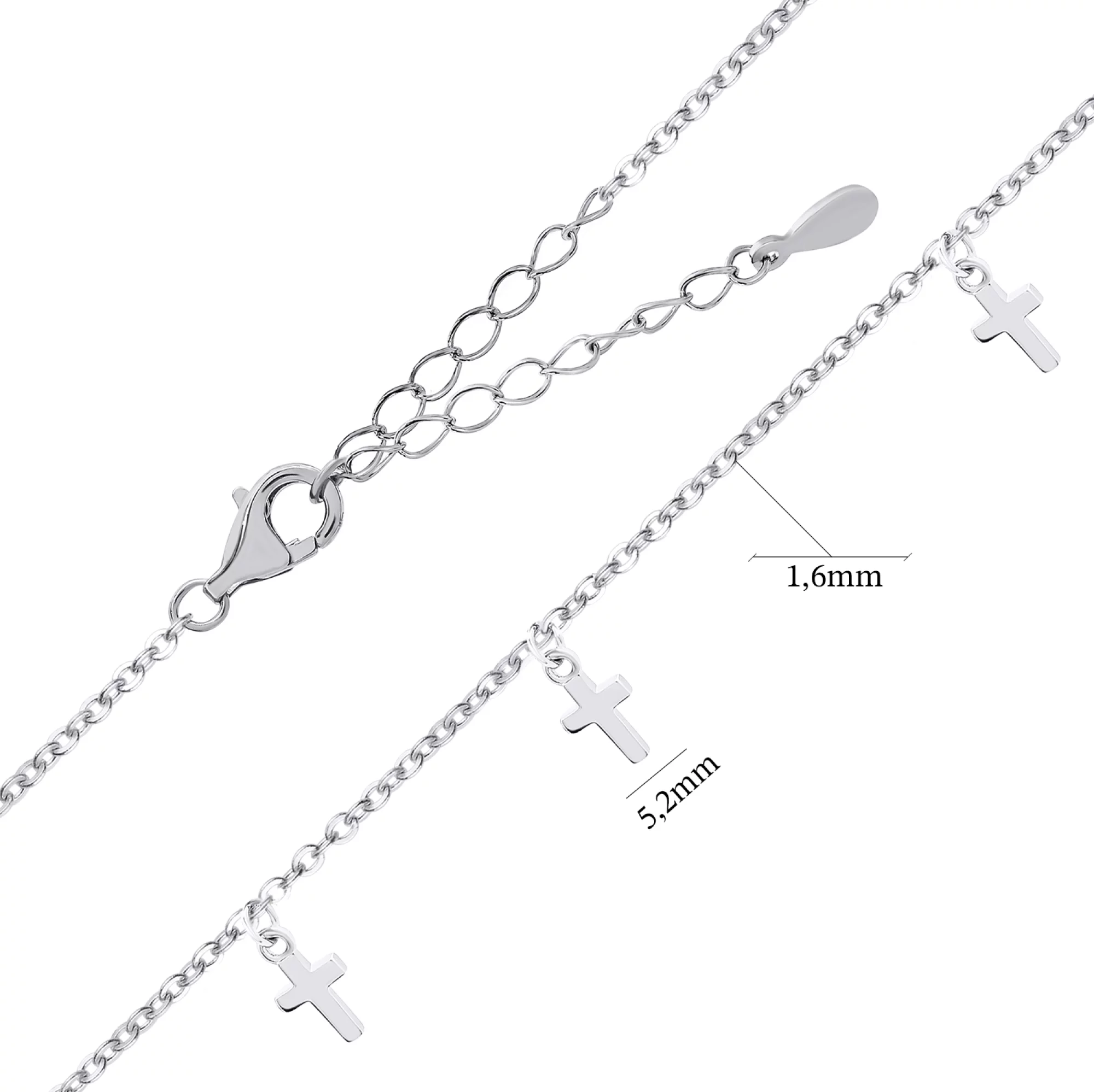 Срібне кольє з хрестиками плетіння якірне - 1521097 – зображення 3