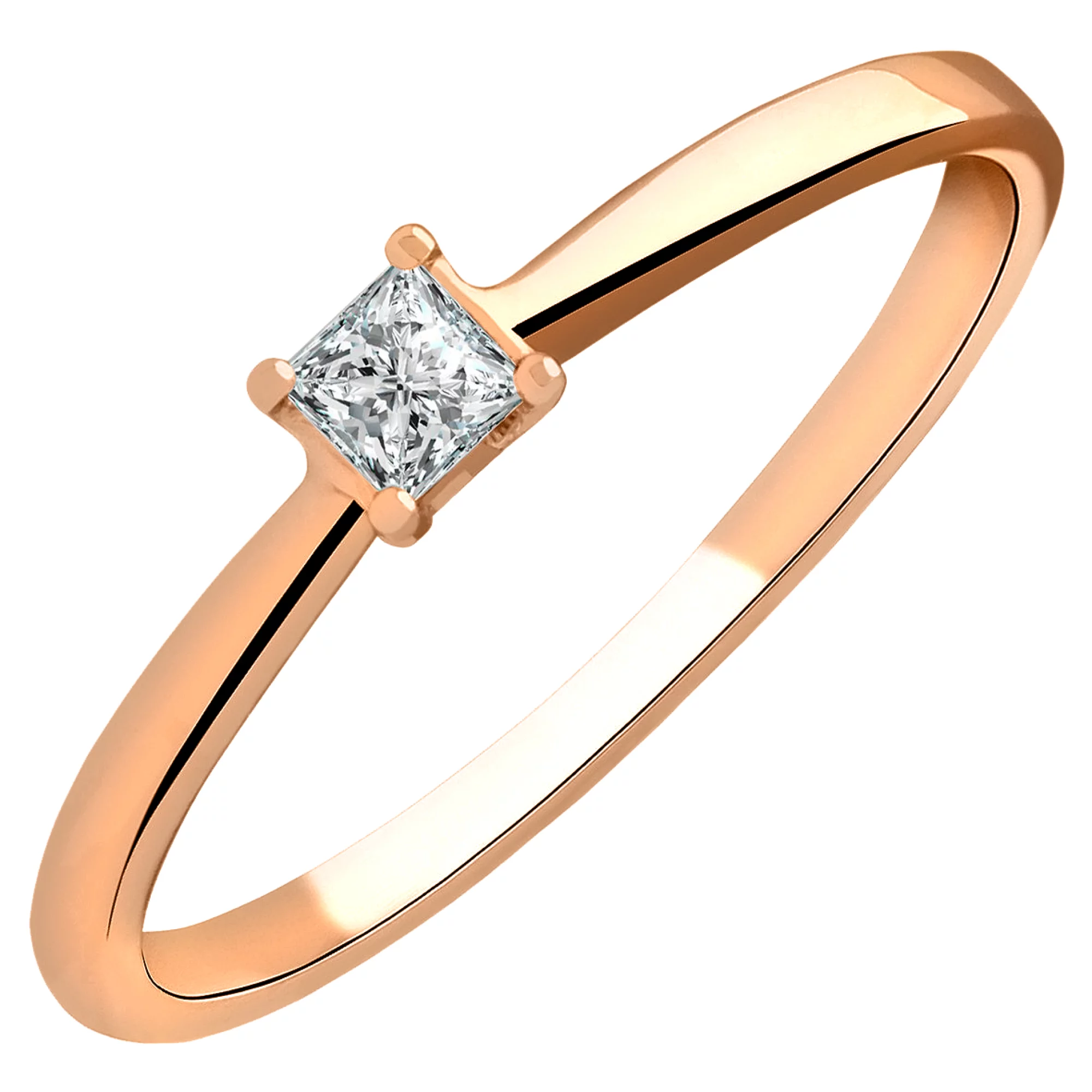 Кольцо из красного золота с бриллиантом - 1426055 – изображение 1