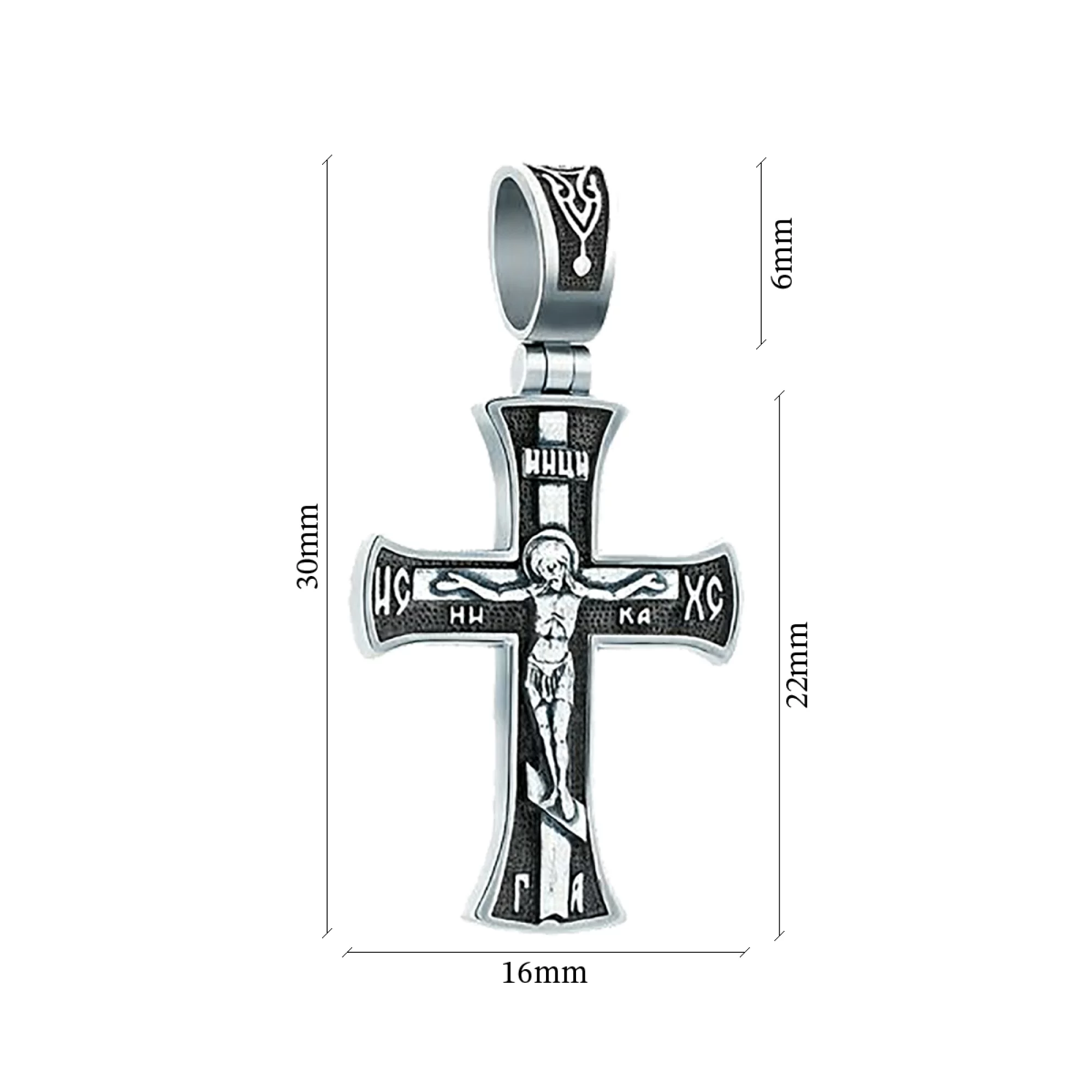 Крестик серебряный с чернением - 443557 – изображение 3
