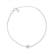 Браслет якірного плетіння з білого золота з діамантом - 1644705