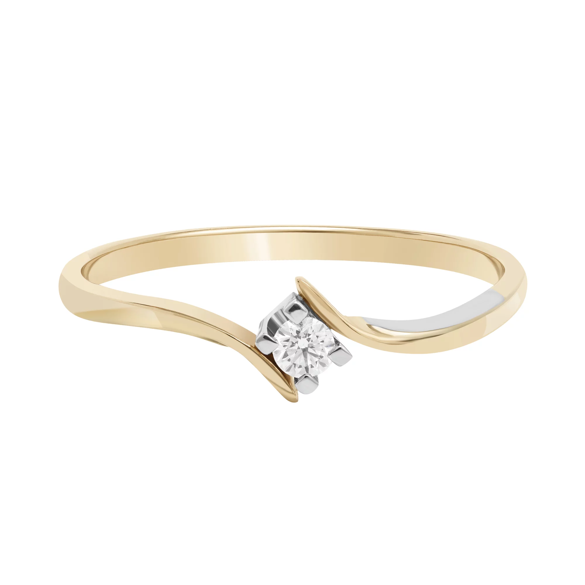 Кольцо помолвочное из комбинированного золота с бриллиантом - 482600 – изображение 2