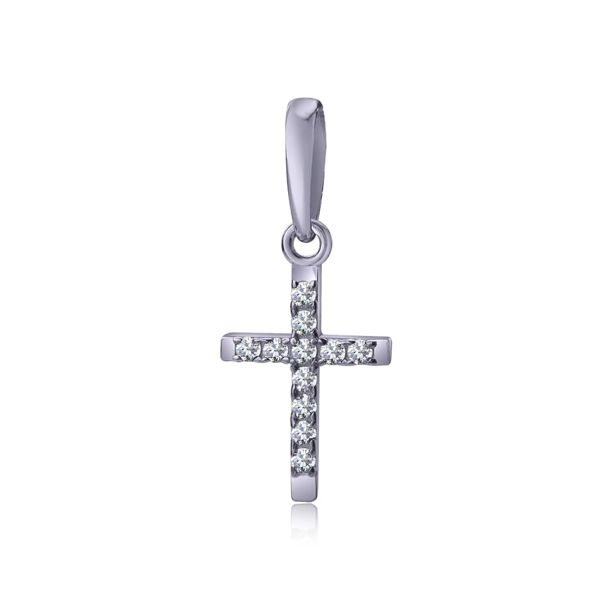 Срібний хрестик з цирконієм - 416558 – зображення 1