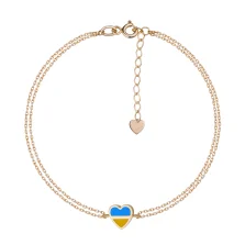 Браслет "Серце України" з червоного золота з емаллю у плетінні якір - 1340643