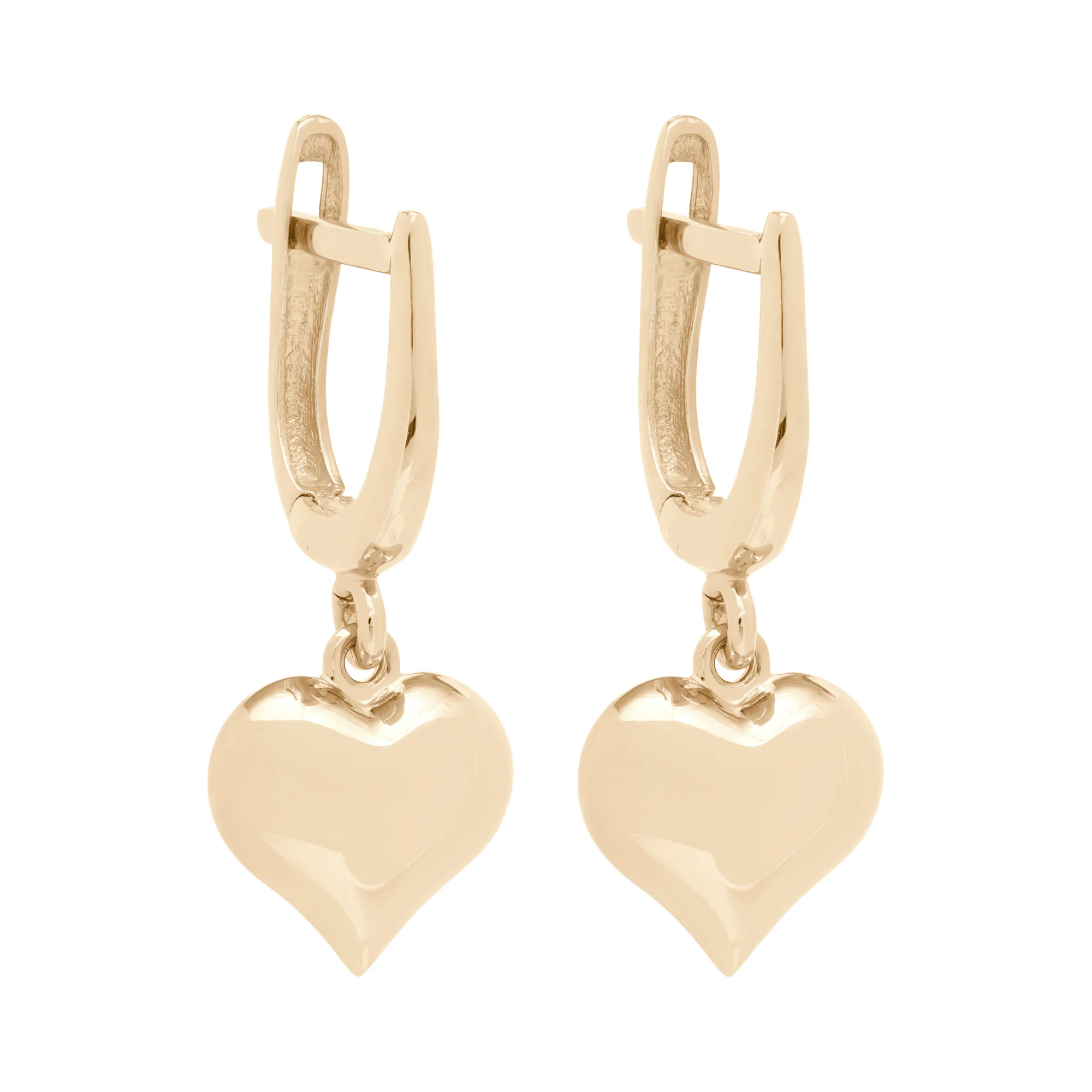 Сережки с подвесным сердечком из красного золота - 1737508 - 3