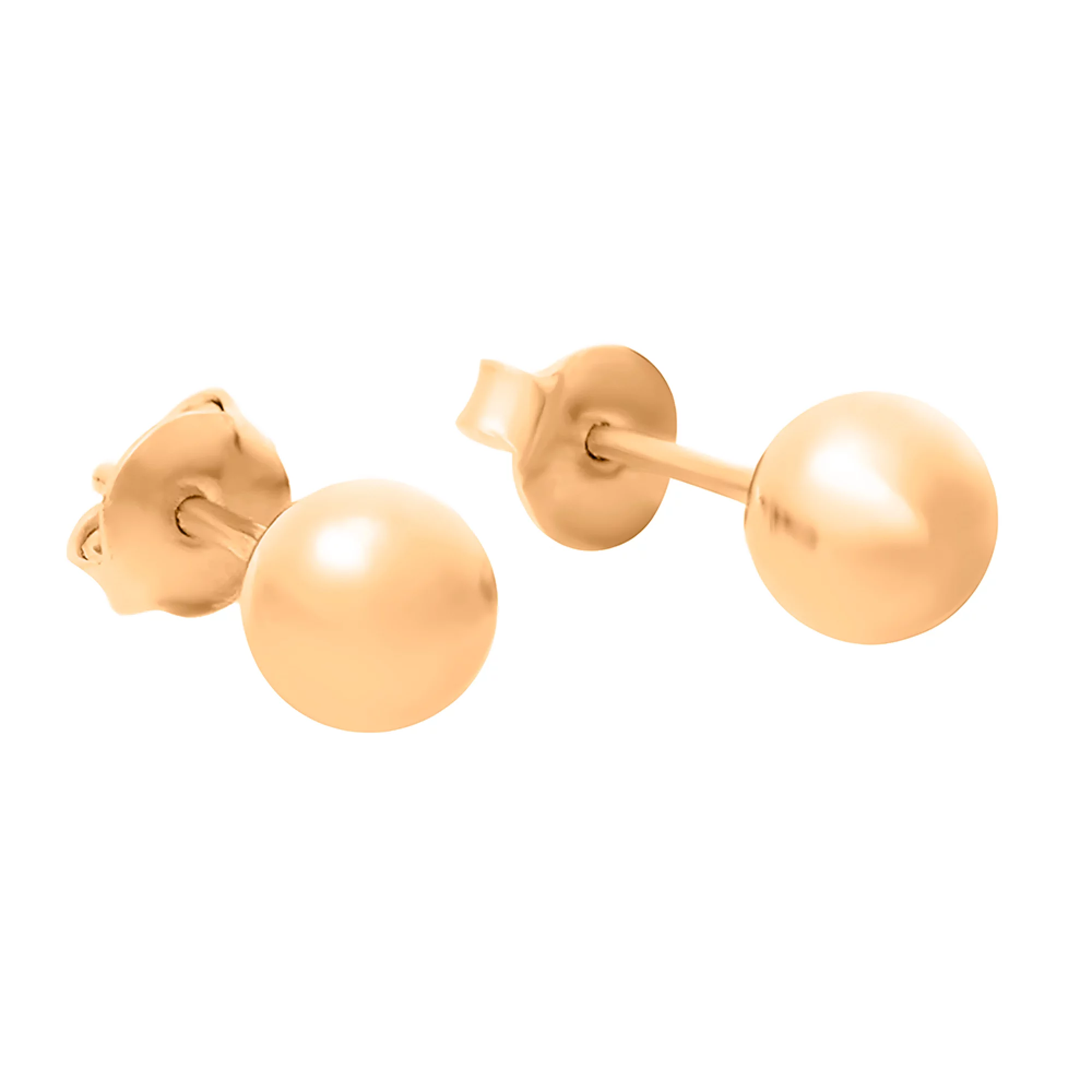 Сережки-гвоздики из красного золота "Шарики" - 962577 – изображение 1