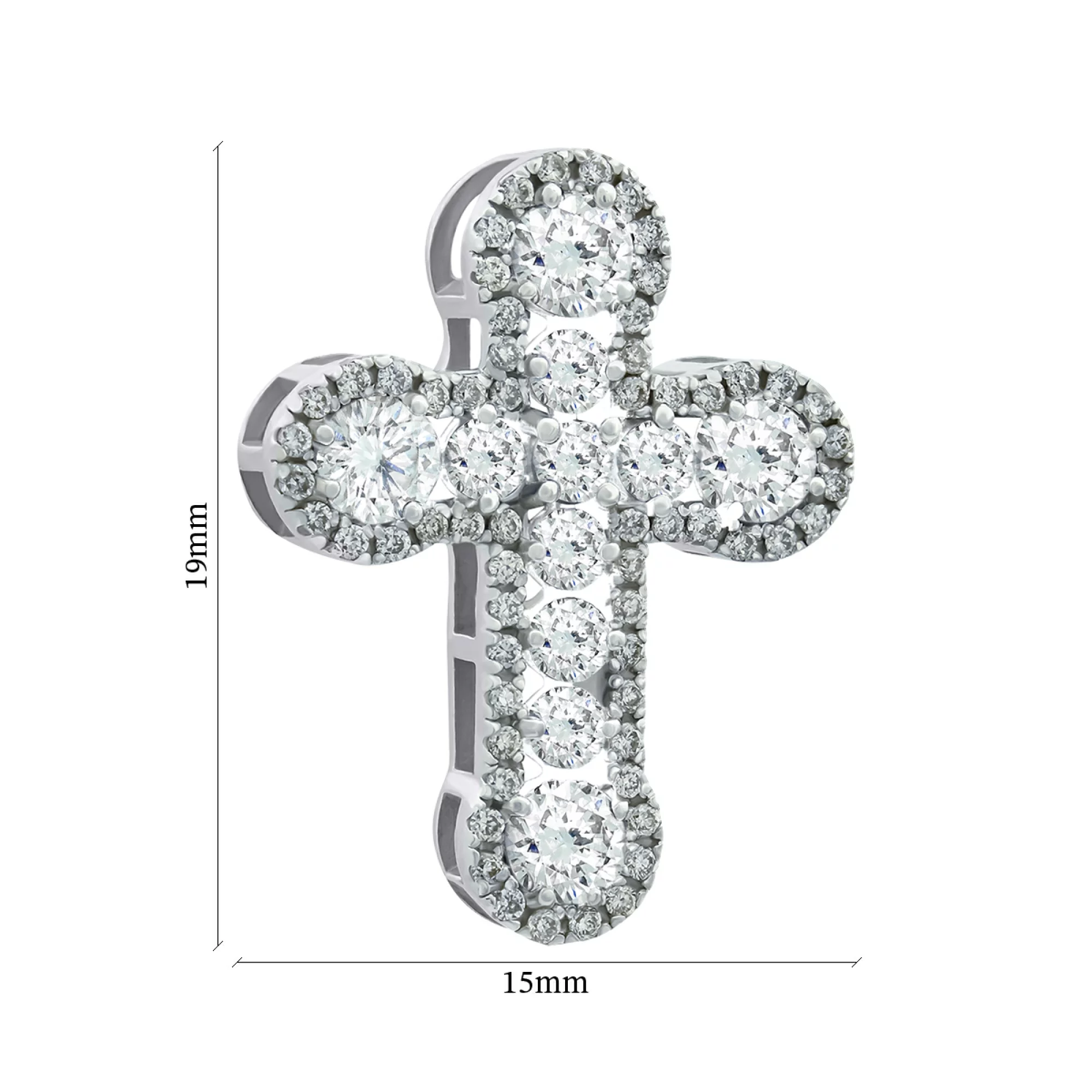 Крестик из белого золота с бриллиантами - 421370 – изображение 2