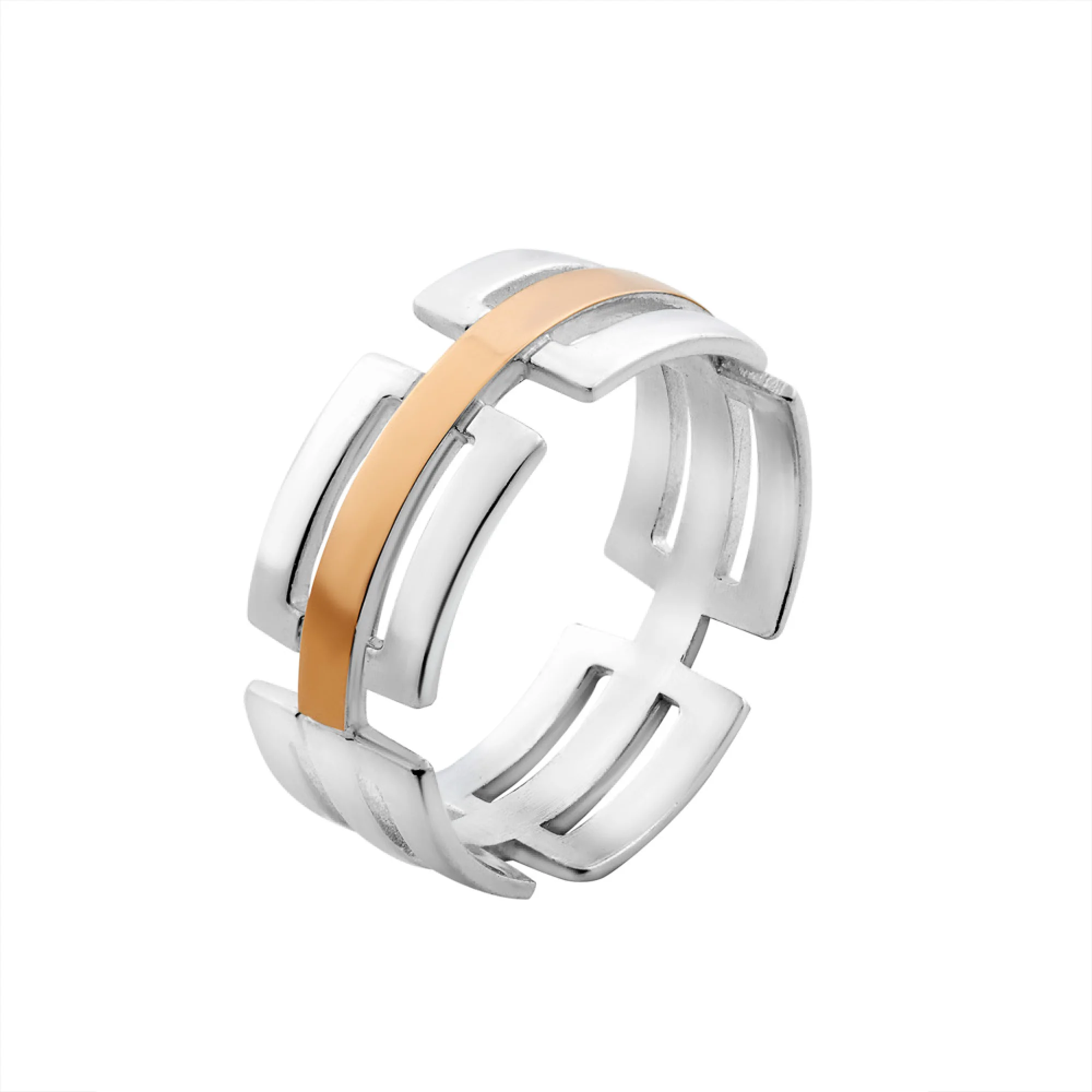 Серебряное кольцо с золотой накладкой - 1426913 - 1