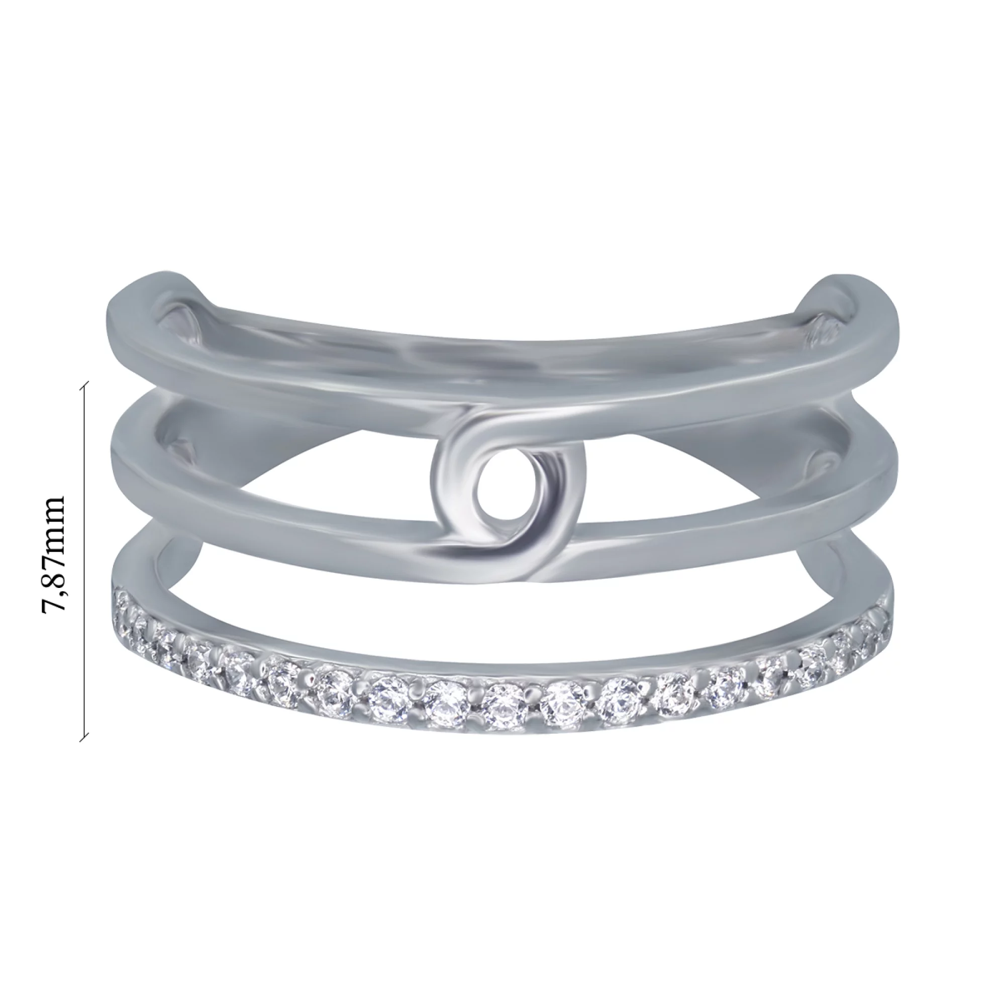 Кольцо серебряное с фианитом - 907461 – изображение 3