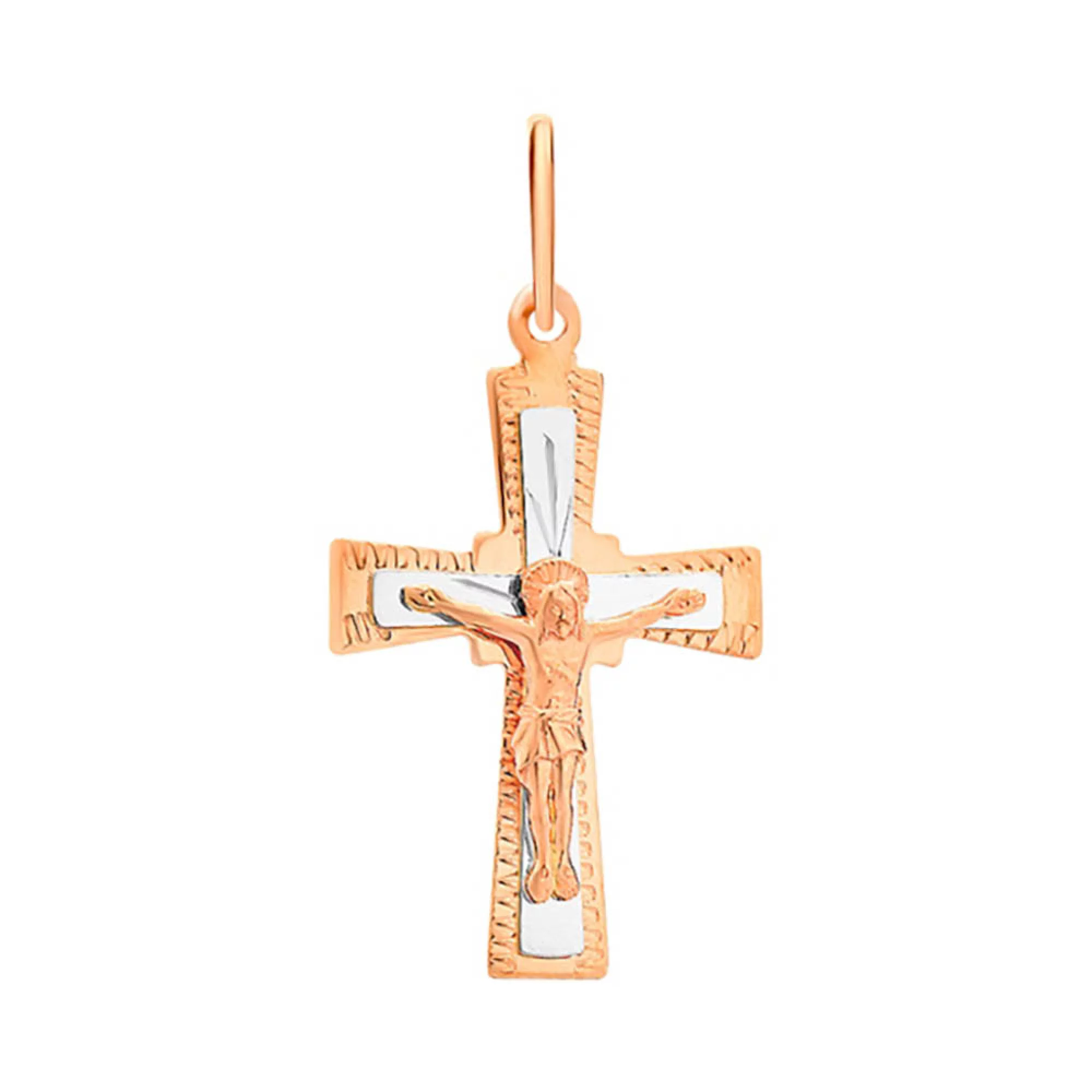 Крестик из комбинированого золота - 965707 – изображение 1
