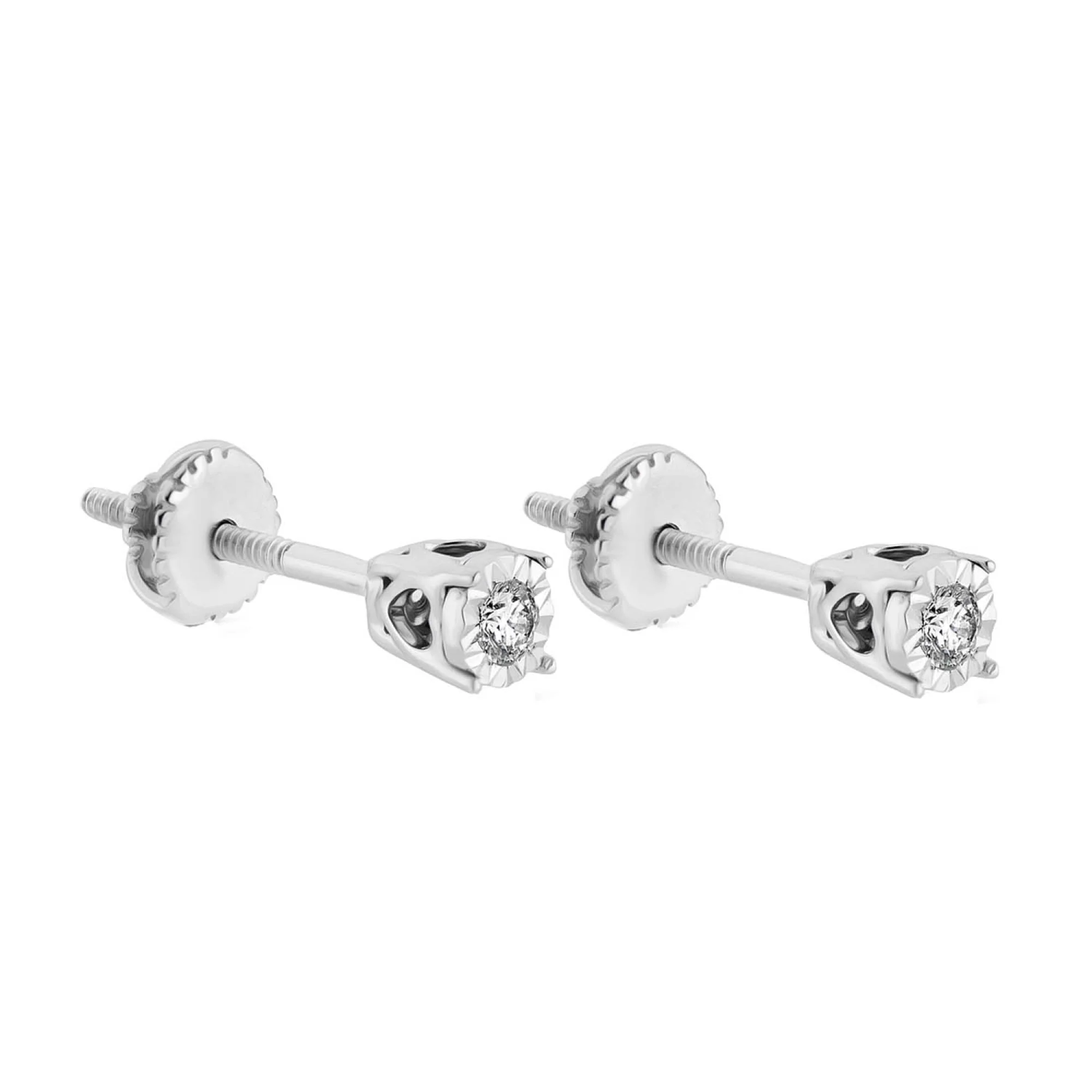 Серьги-гвоздики в белом золоте с бриллиантом - 1592037 - 3