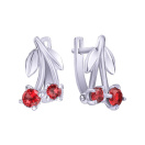 Серебряные серьги с розовыми циркониями Вишенки - 411538