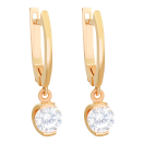 Сережки из красного золота с подвесами с фианитом - 860430