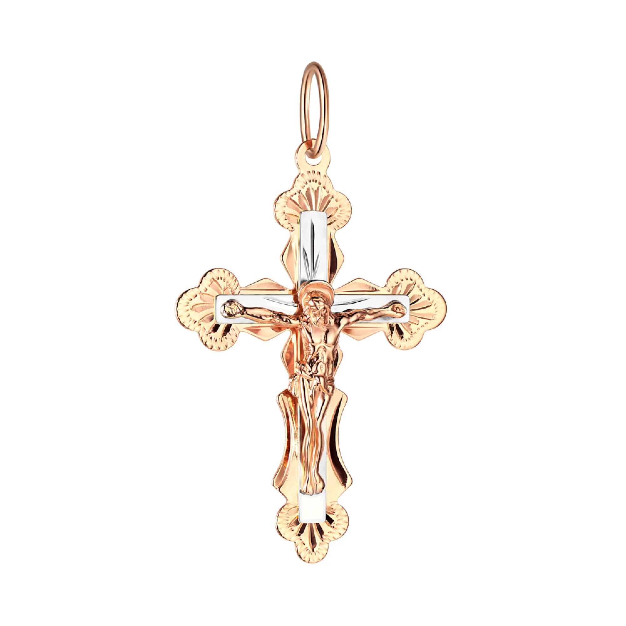 Крестик из красного золота с алмазной гранью - 1532893 – зображення 1
