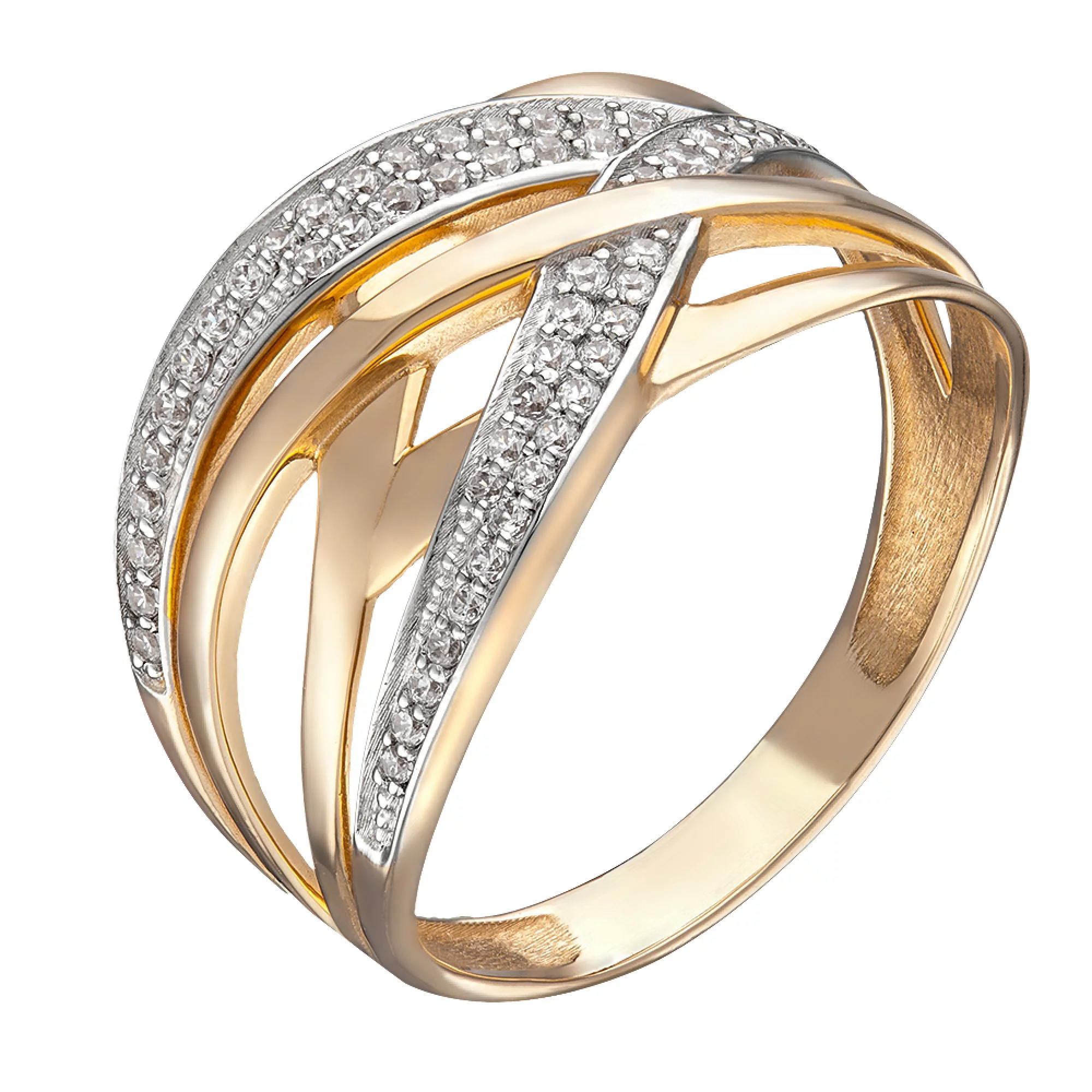 Кольцо из красного золота с фианитом - 521601 – изображение 1