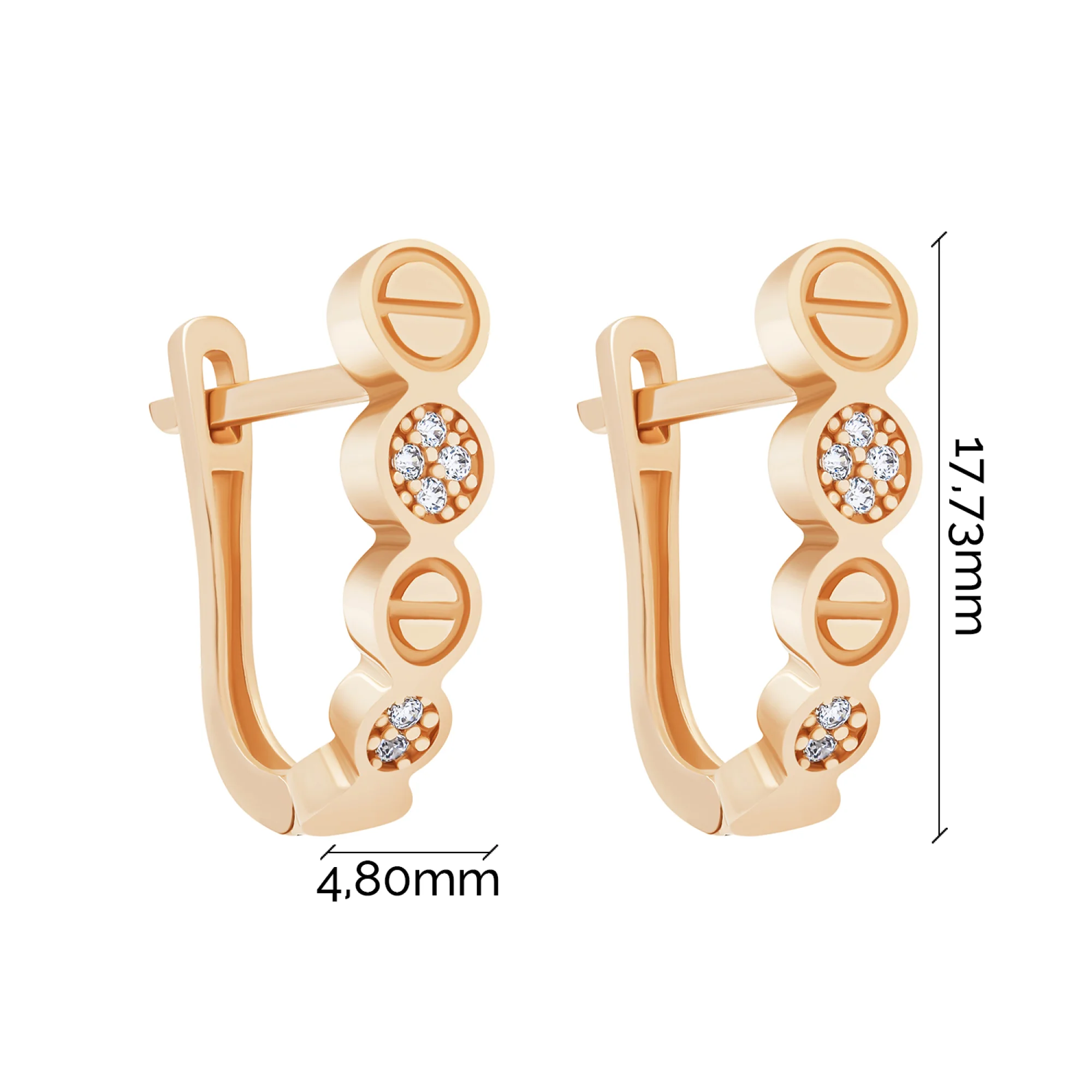 Сережки из красного золота с фианитами - 1748376 - 5