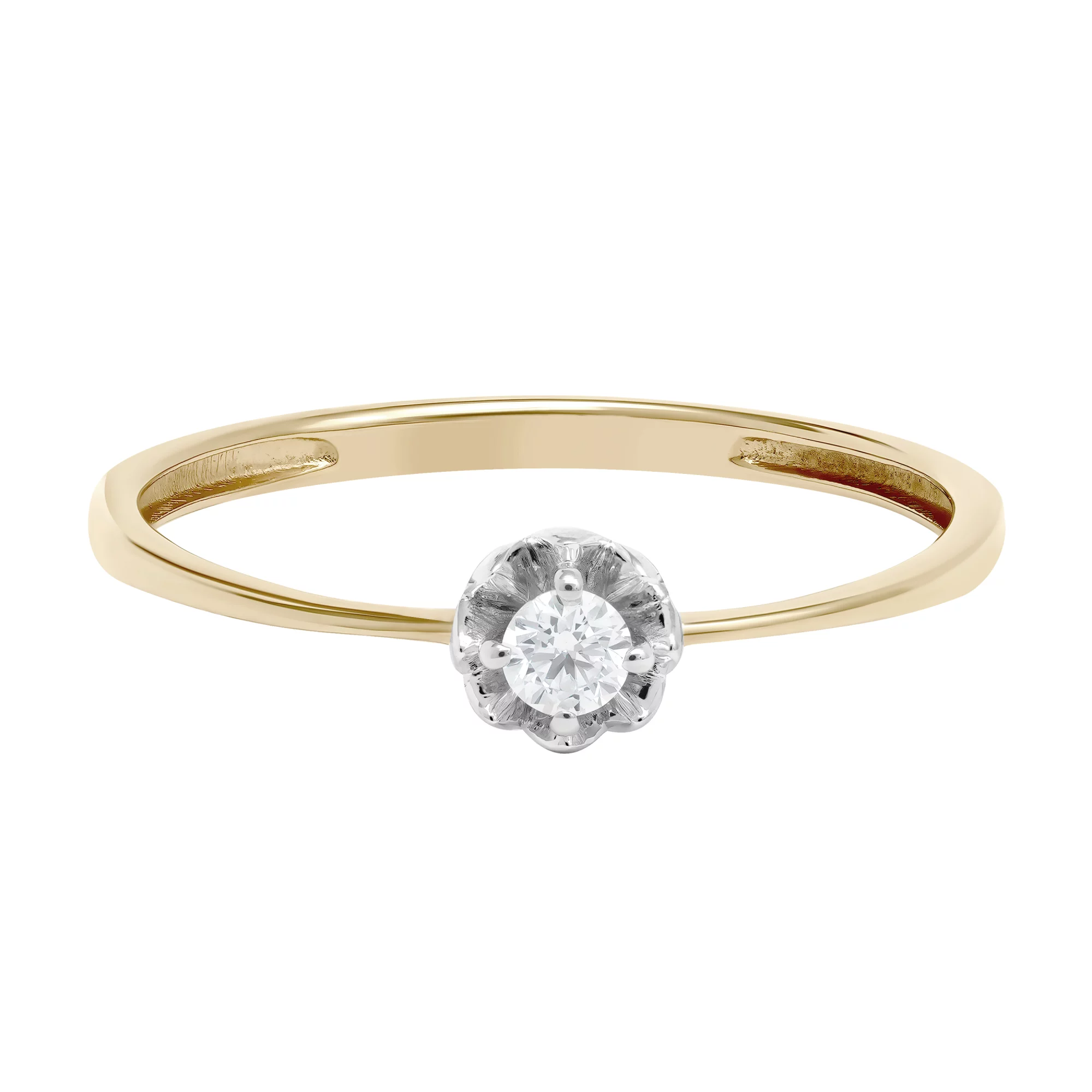 Тонкое кольцо для помолвки в красном золоте с бриллиантом - 1731155 – изображение 2