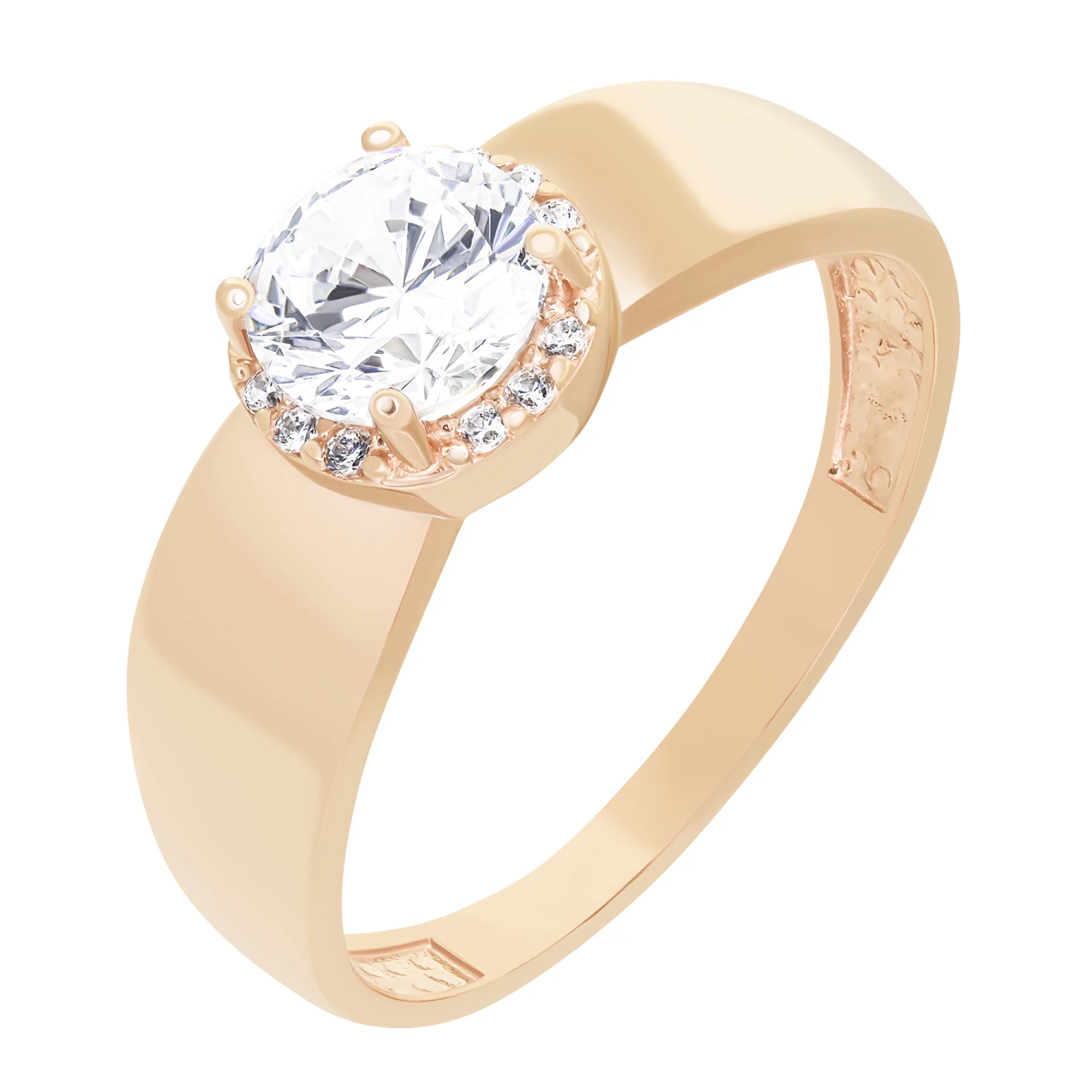 Кольцо для помолвки золотое с фианитами - 1579450 – изображение 1