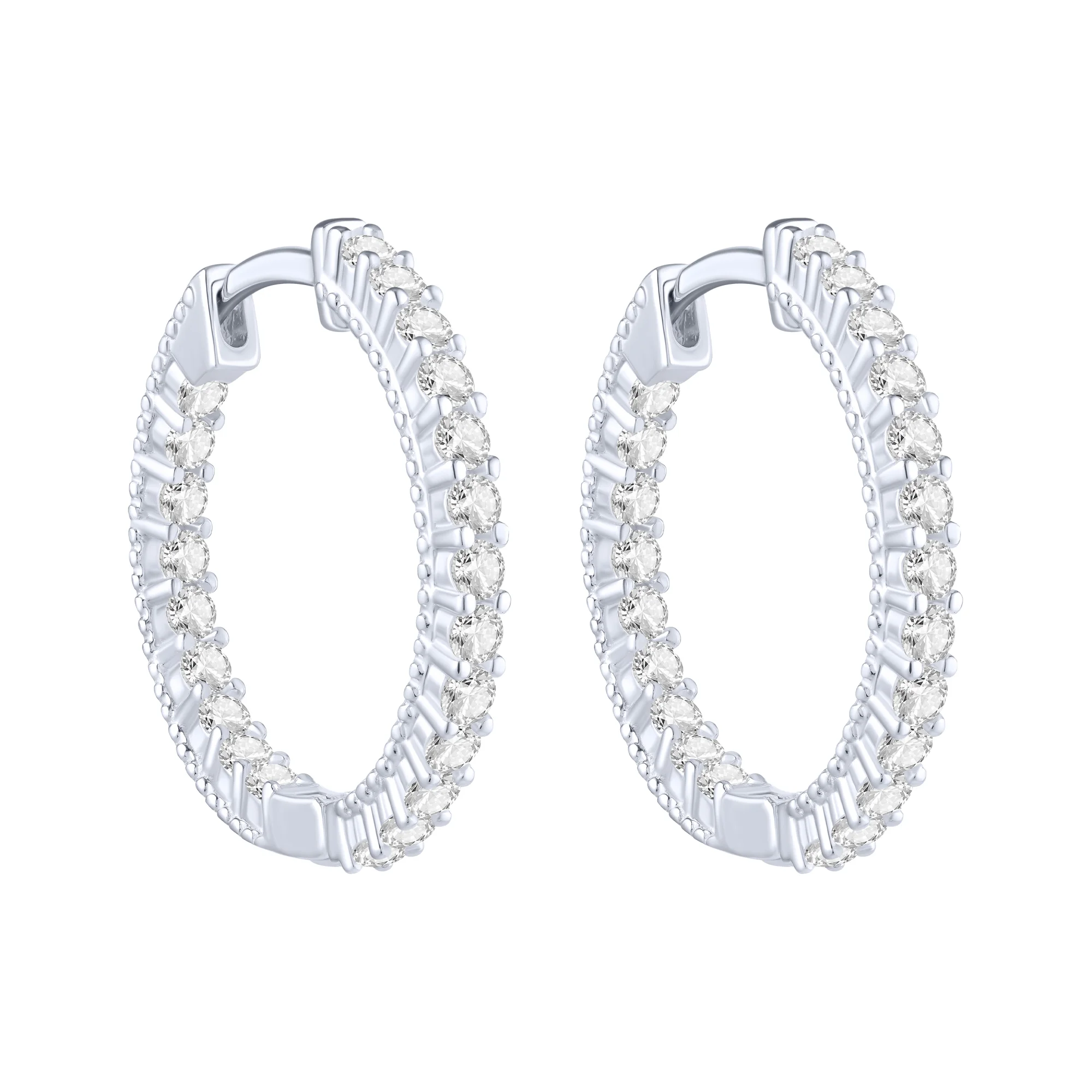 Сережки-кольца из серебра с фианитами - 2279899 - 1