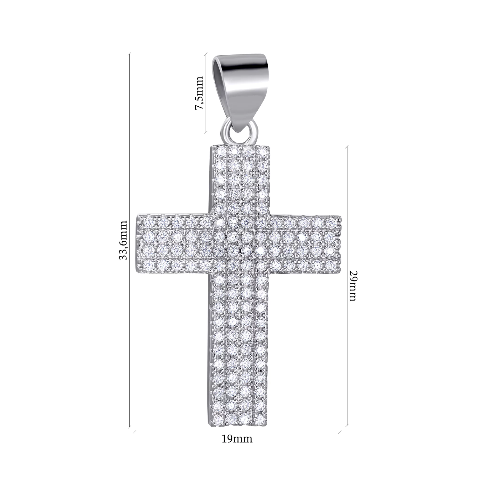 Крестик из серебра с фианитом - 1468755 – изображение 2
