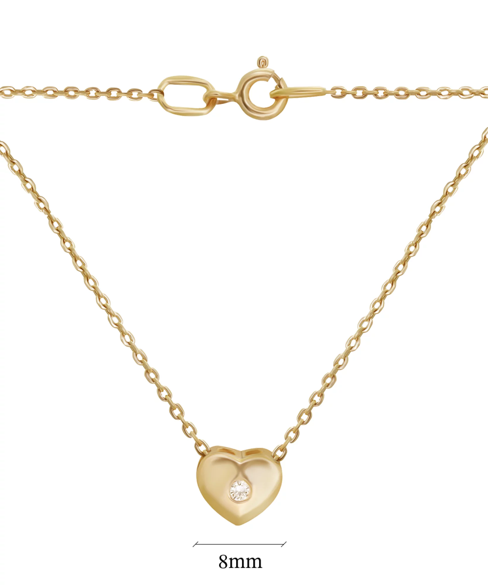 Золотая цепочка с подвеской с бриллиантом "Сердце" в якорном плетении - 892660 – изображение 2