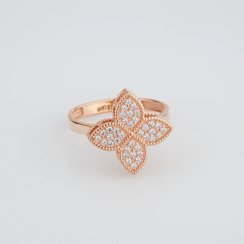 Кольцо "Цветок" из красного золота с фианитами - 2218531