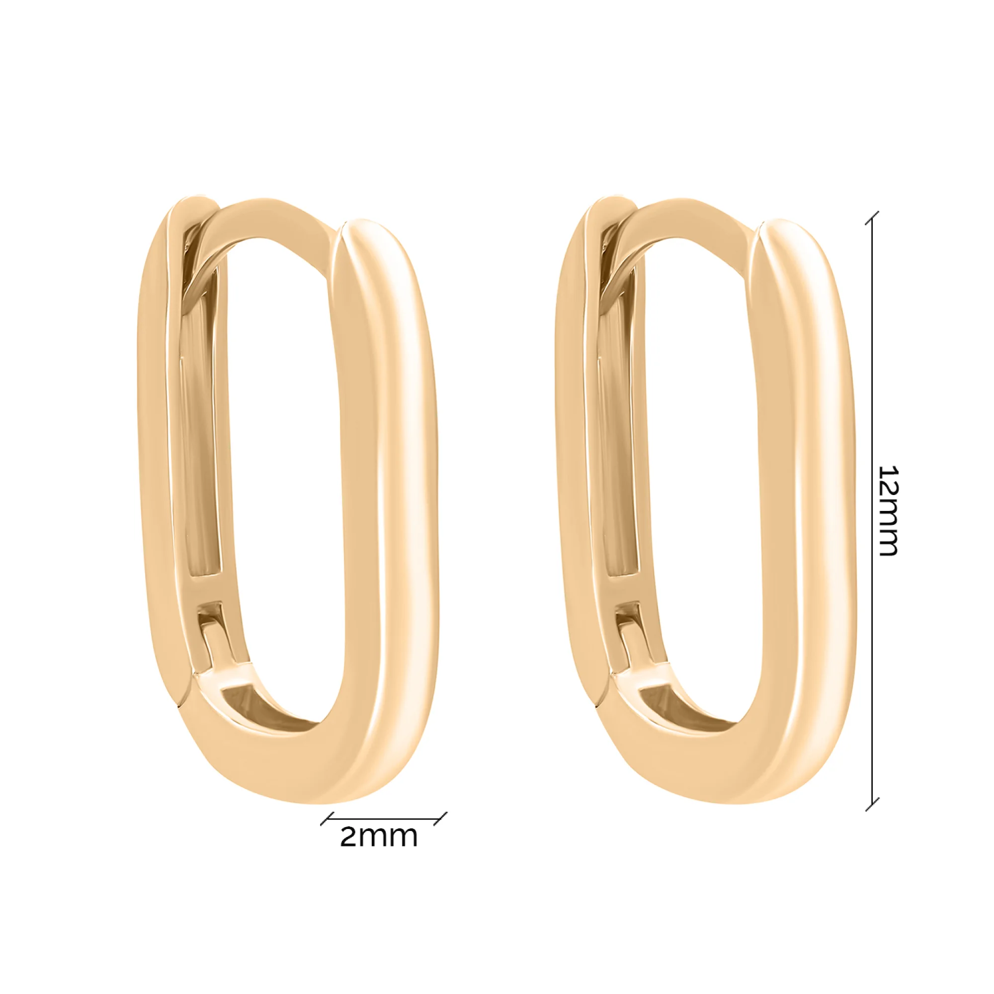 Сережки-кольца "Овал" из красного золота - 896939 - 3