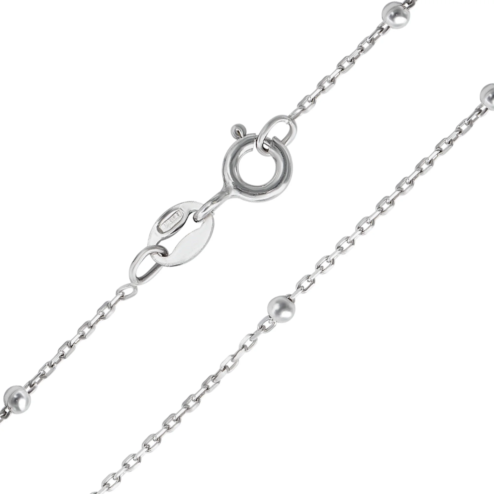 Серебряное колье с шариками плетение якорь - 1442581 - 1