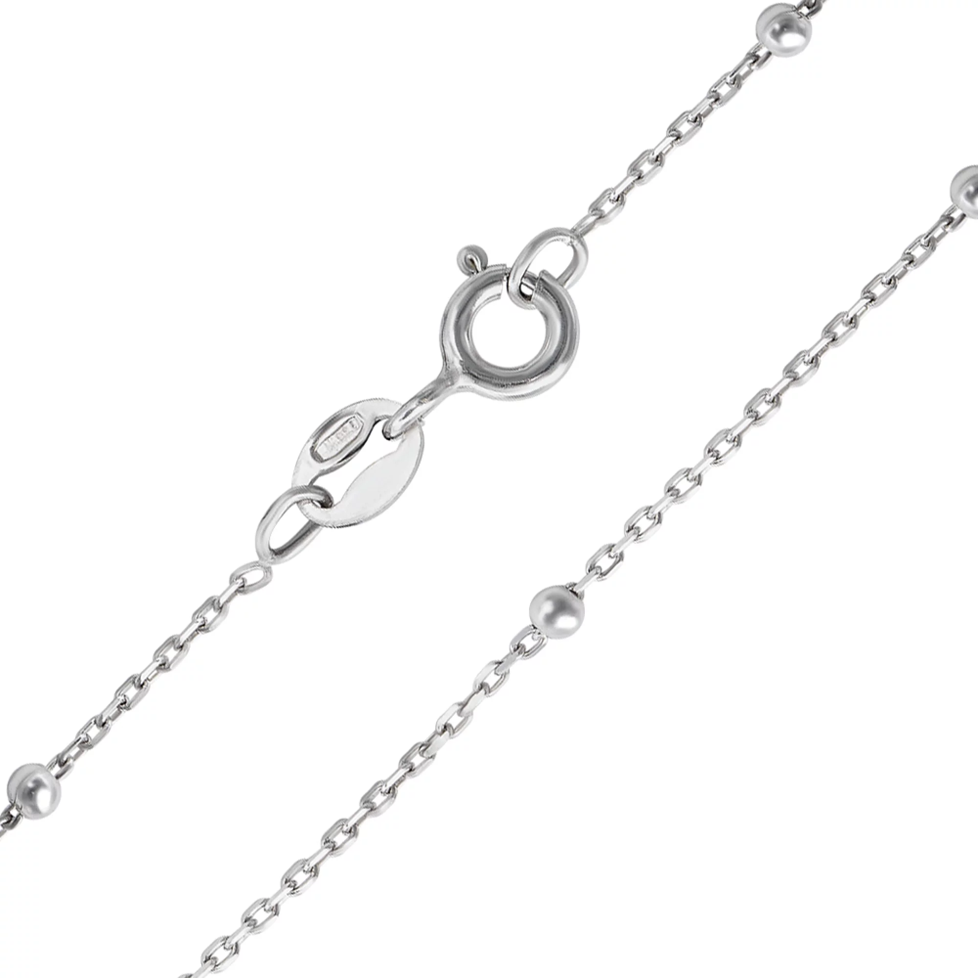 Серебряная цепочка с шариками плетением якорь - 1442581 – изображение 1